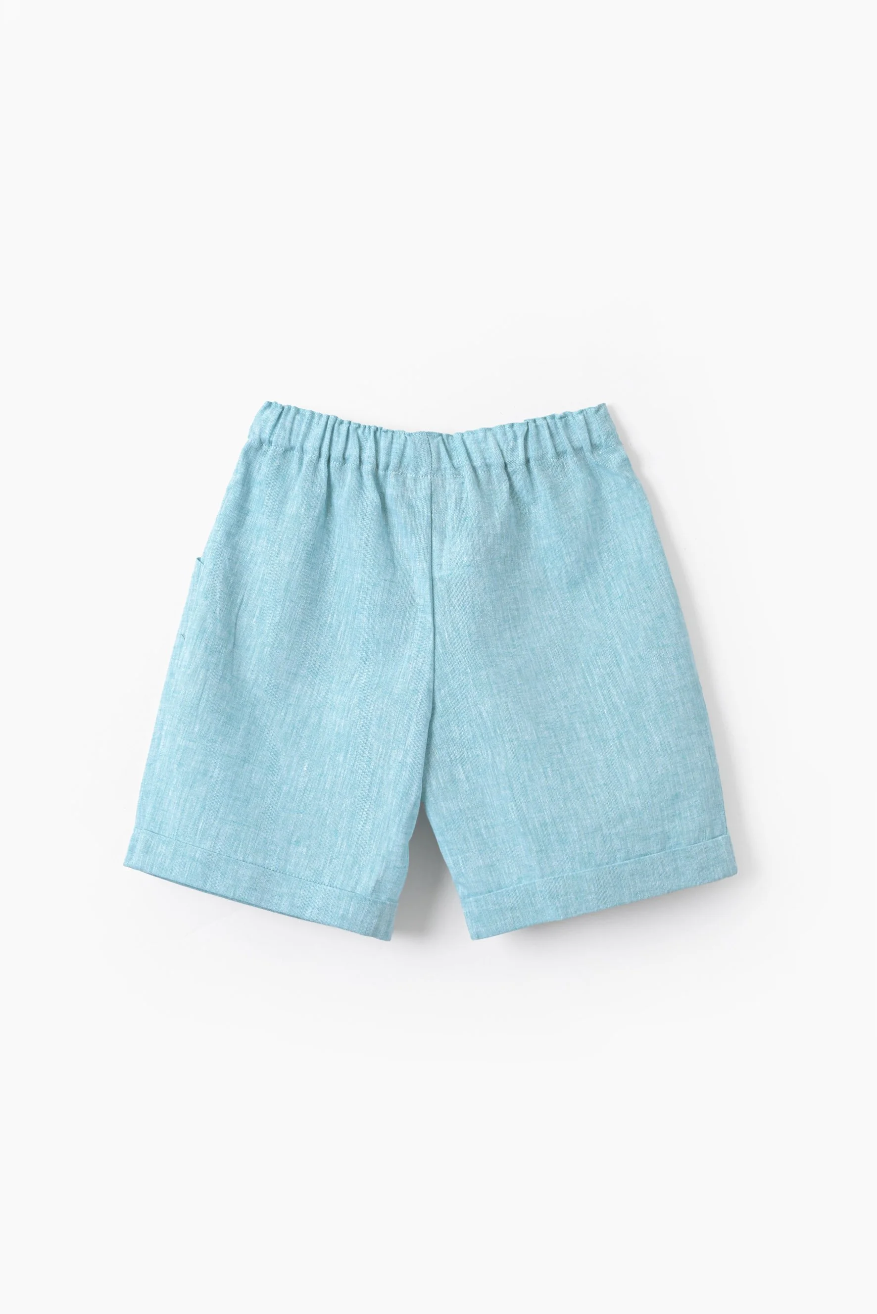 Bermuda bambino lino turchese retro