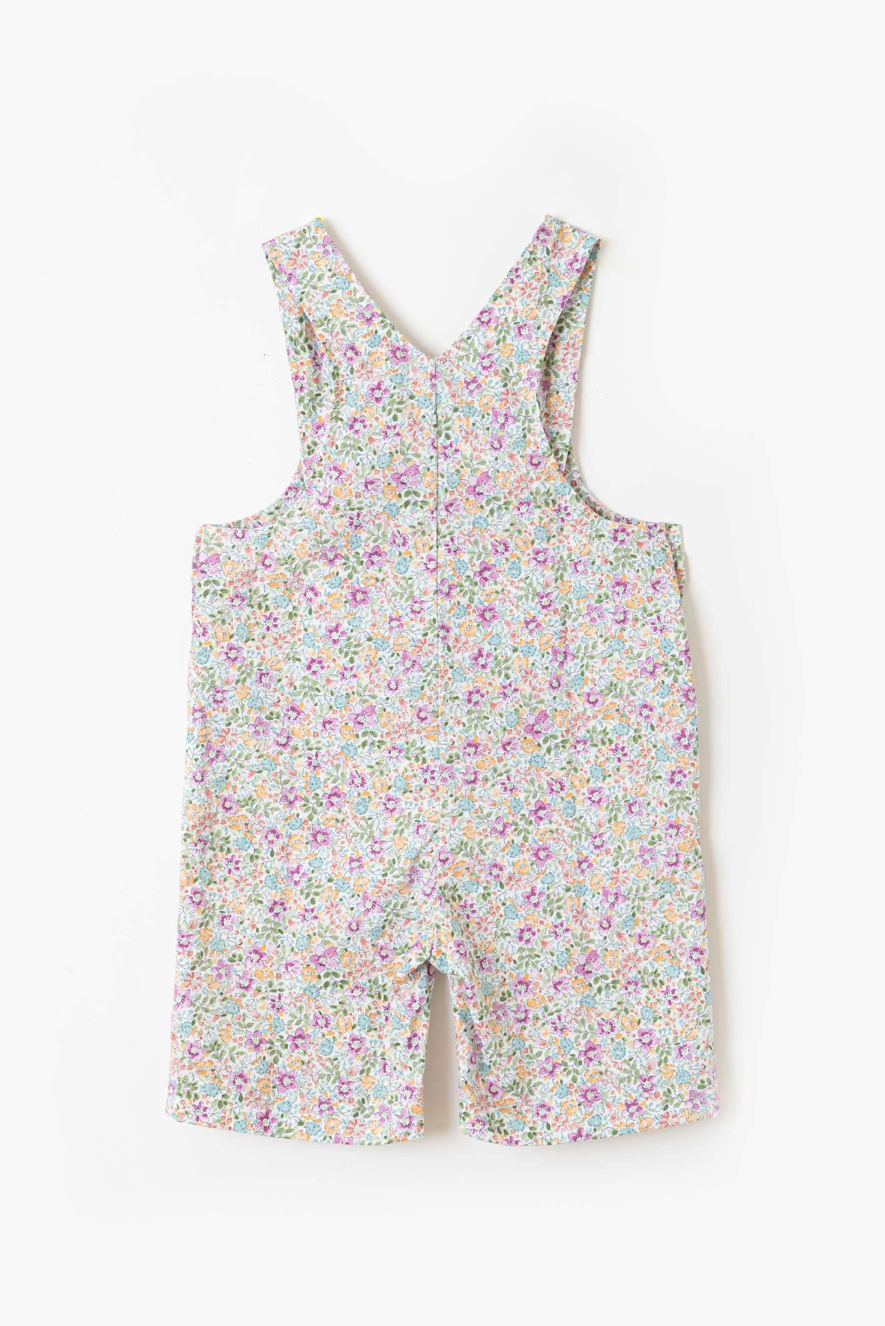 Salopette bambina fiore viola turchese