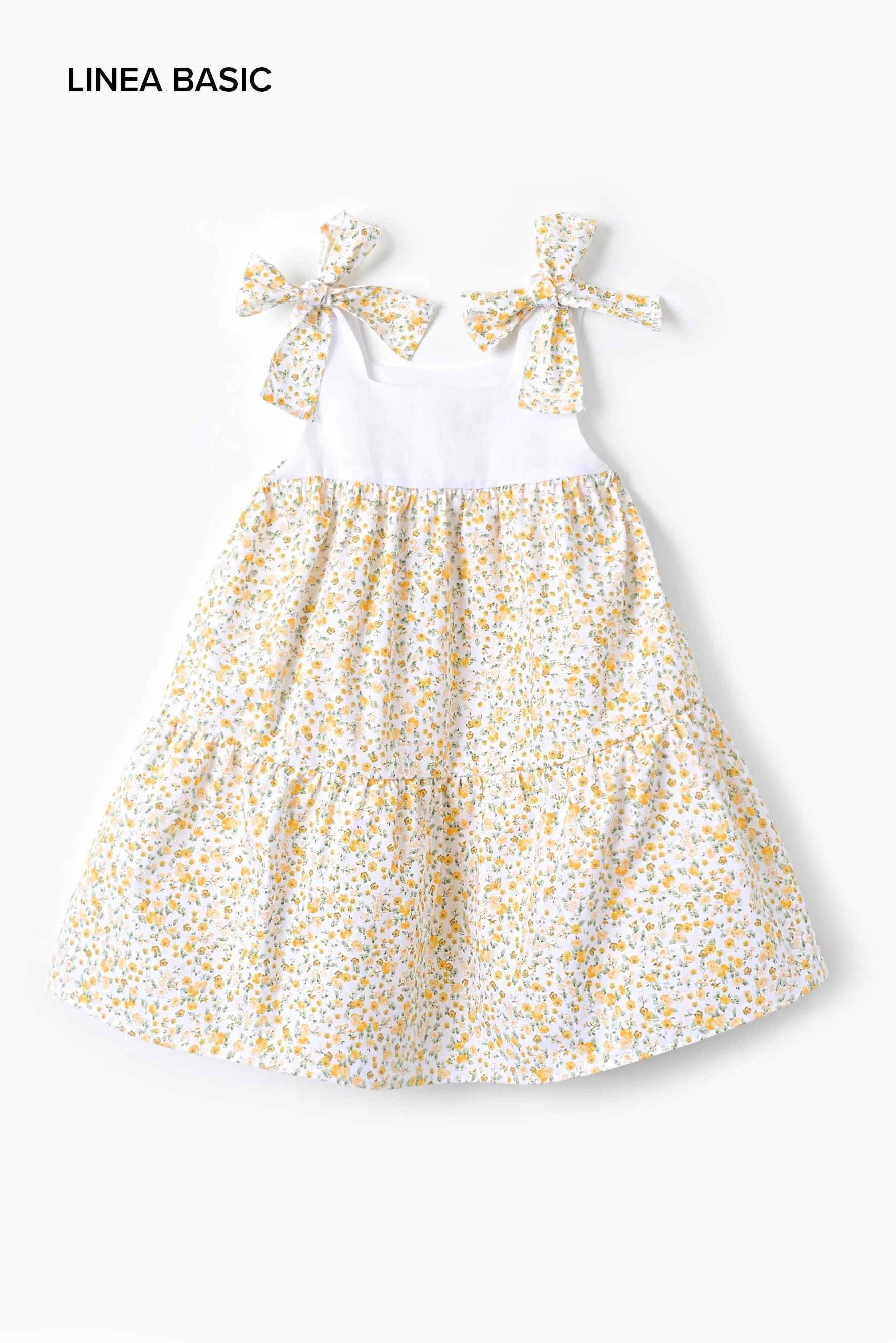 Scamiciato bambina con fiocchi fiore giallo