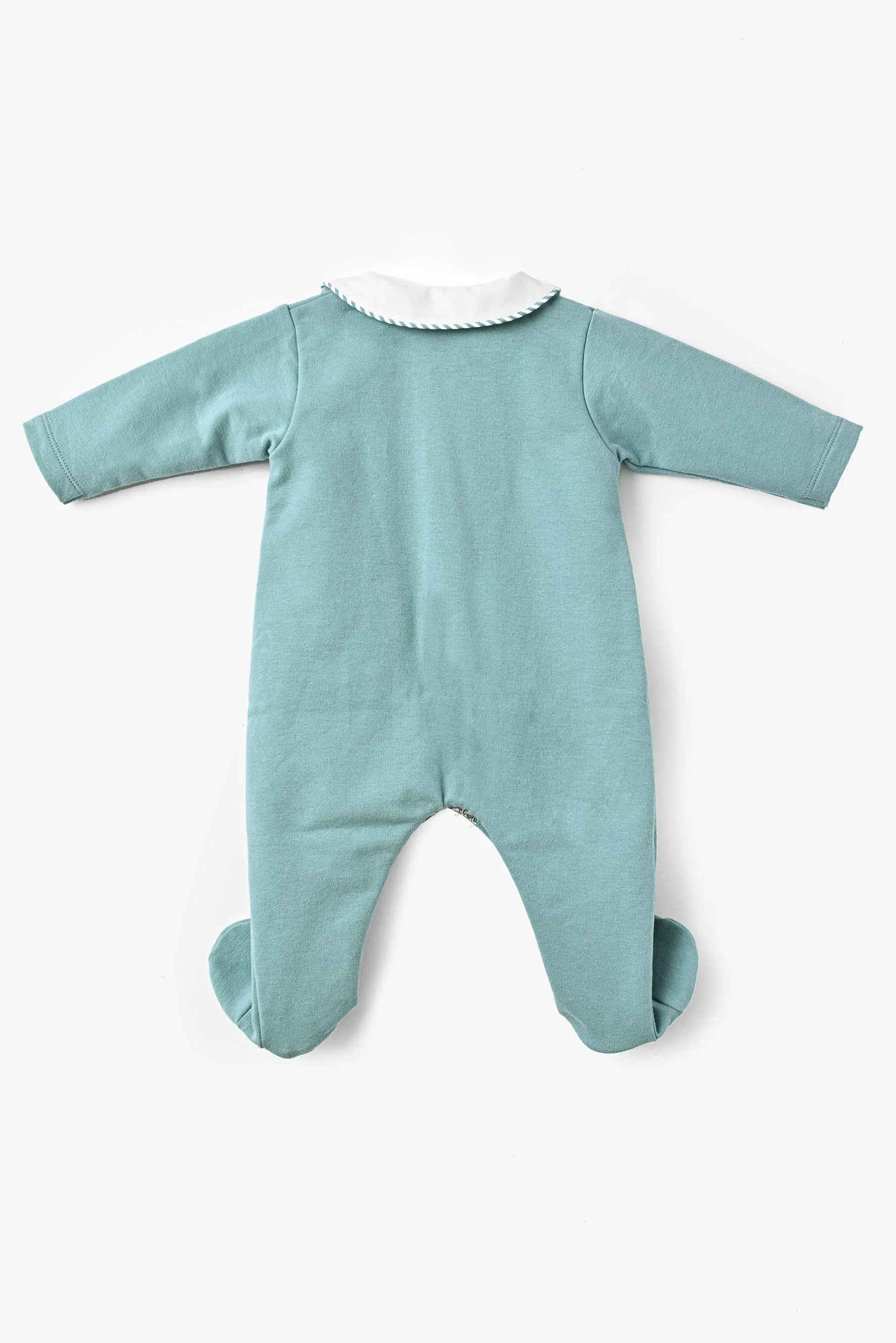 Tutina piedini neonati felpa acquamarina riga retro