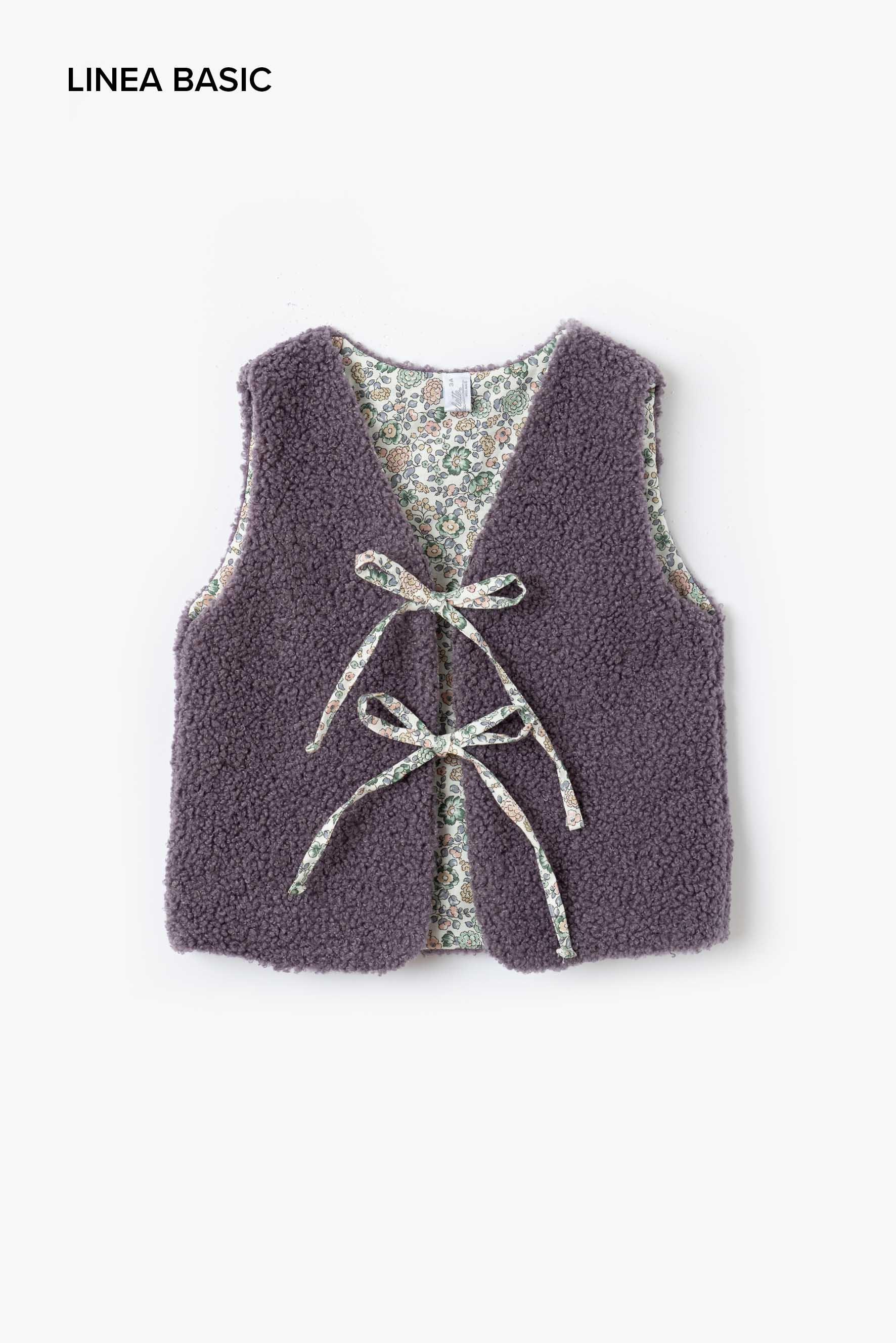 Gilet bambina double orsetto viola
