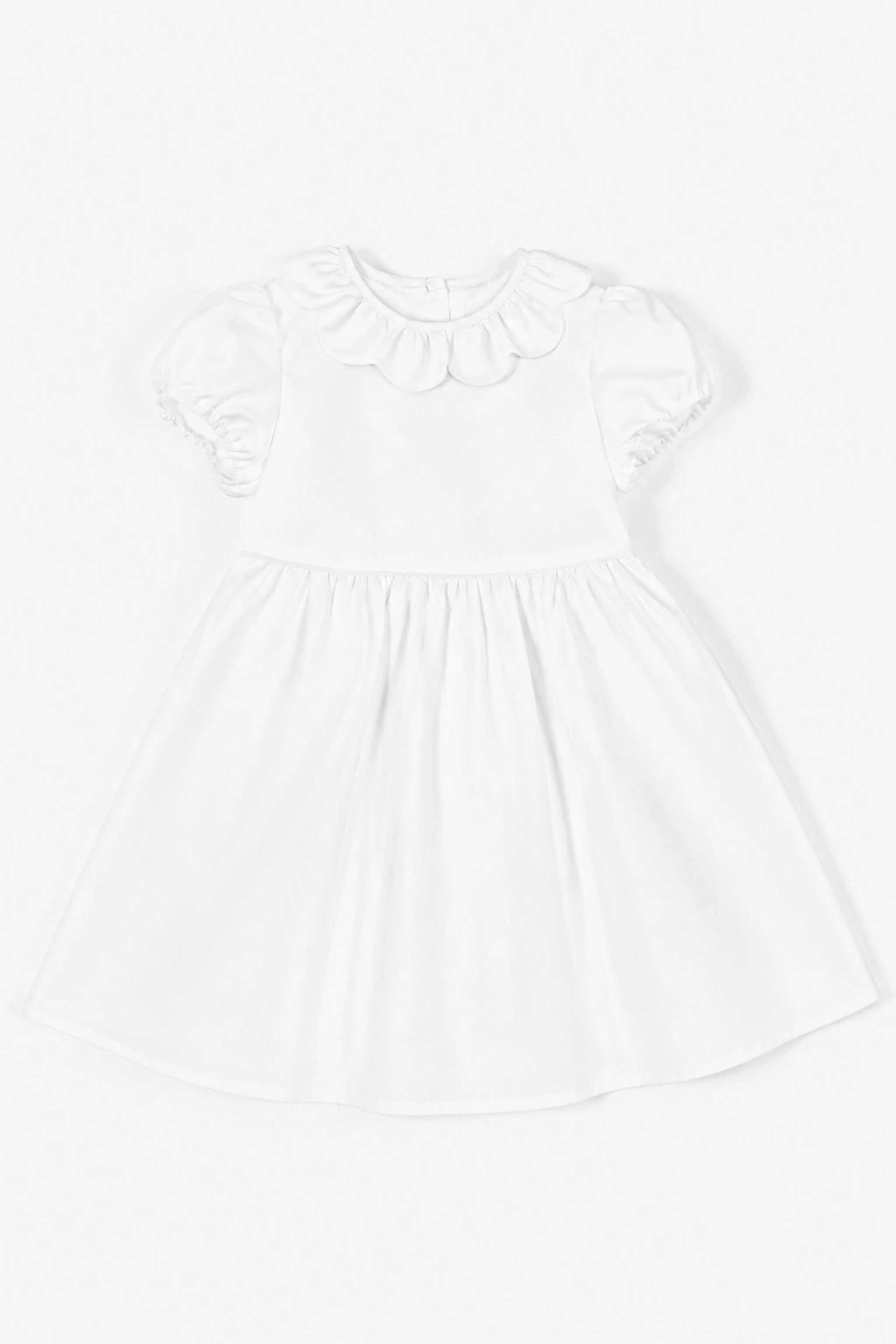 Vestito bambina cerimonia colletto arricciato in raso bianco