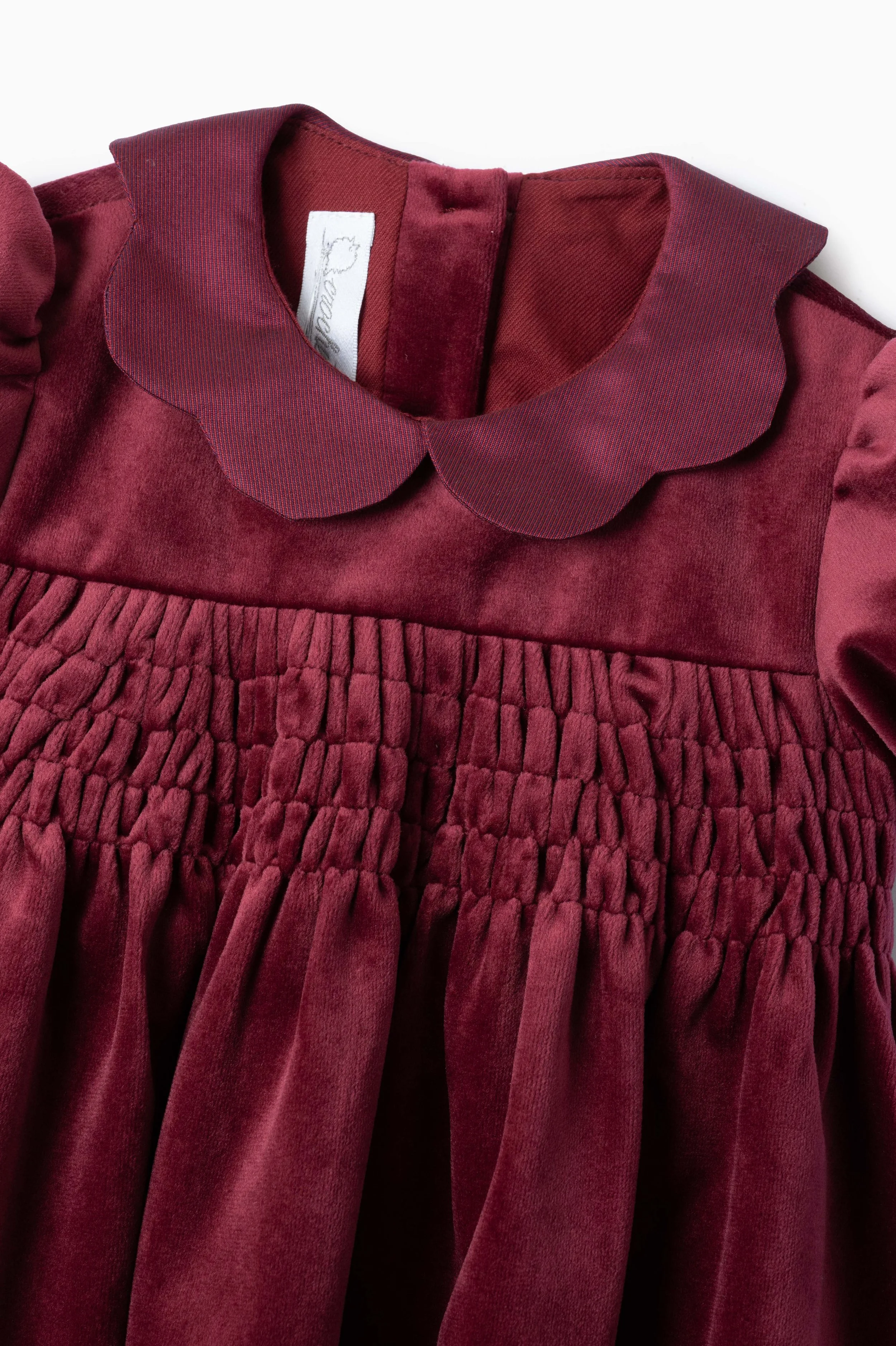 Vestito bambina smock velluto bordeaux Crochette