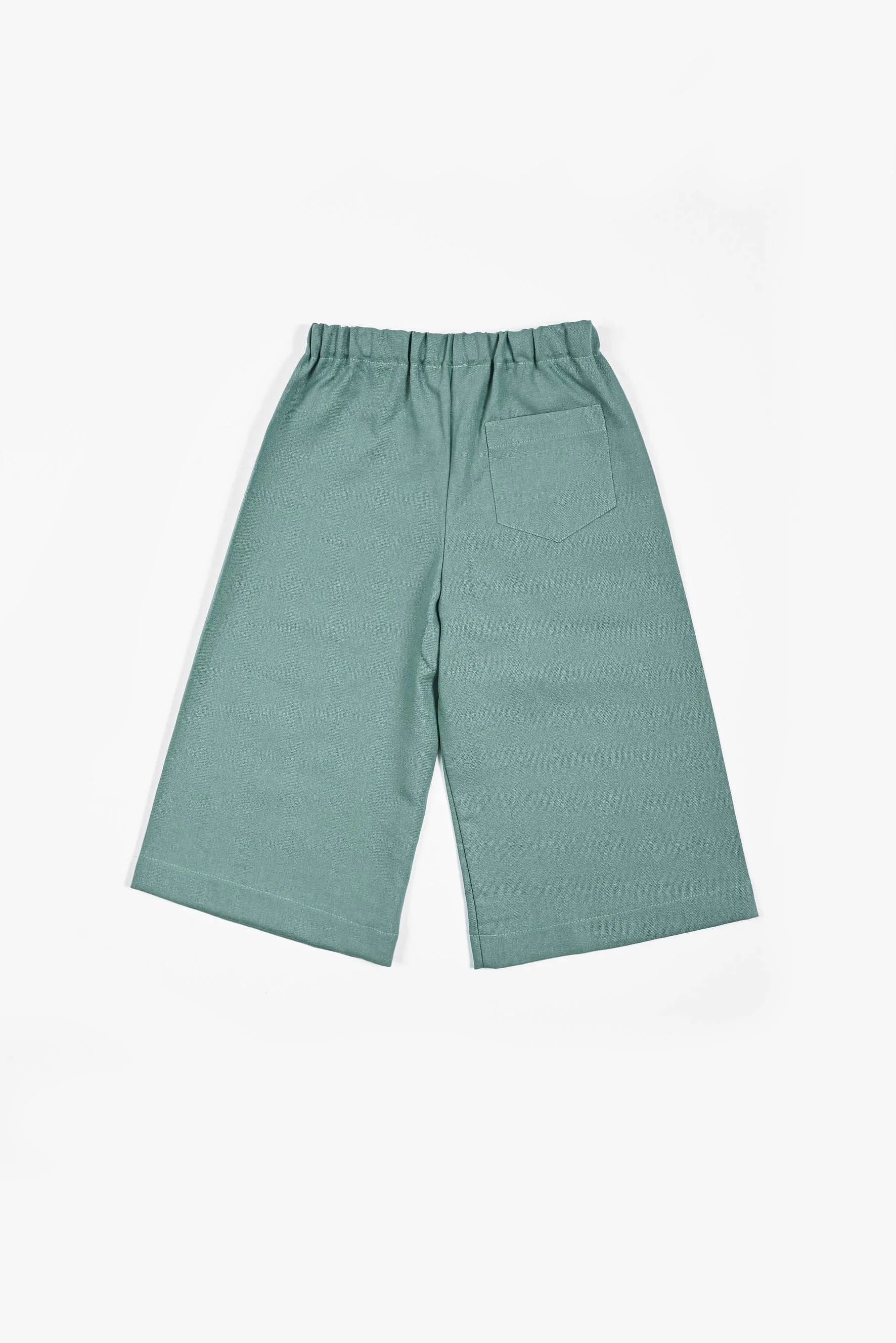 Pantaloni larghi bambina lino verde mare Crochette