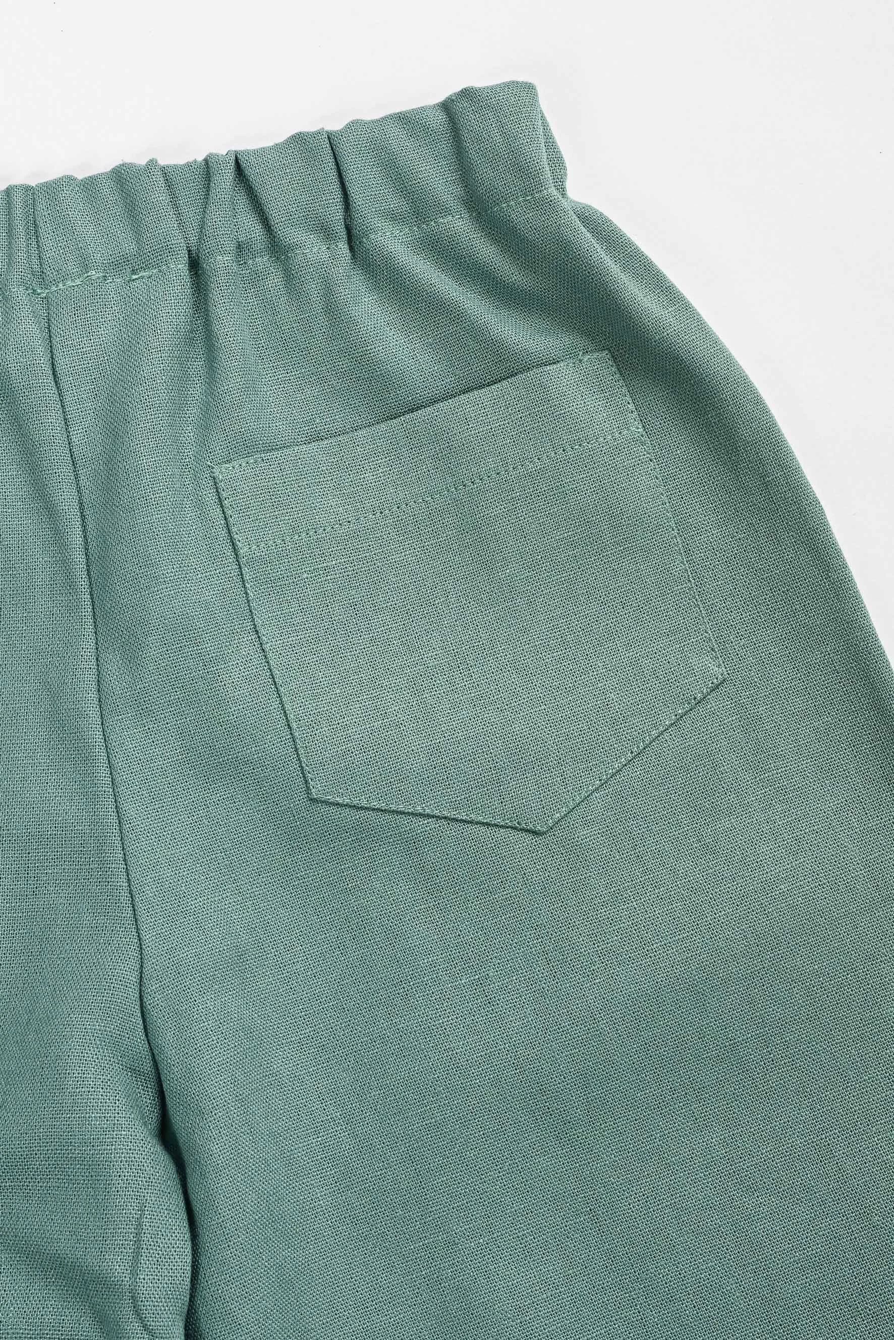 Pantaloni bambina  lino verde mare Crochette