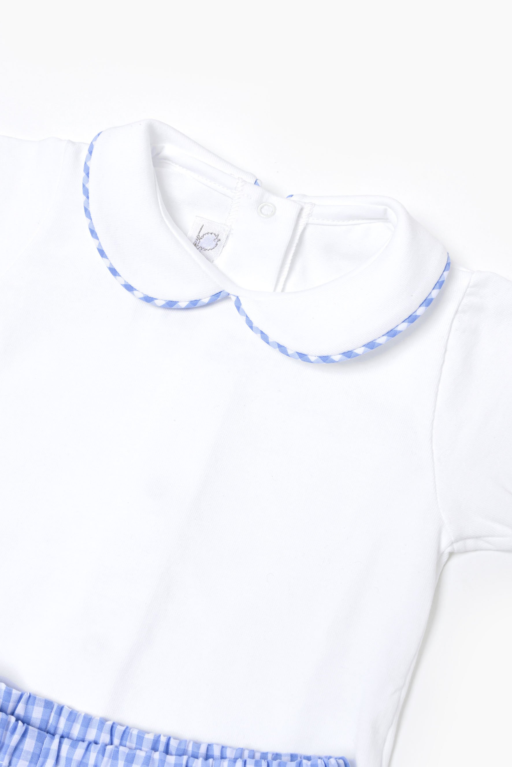 Completo neonato body e culotte vichy azzurro