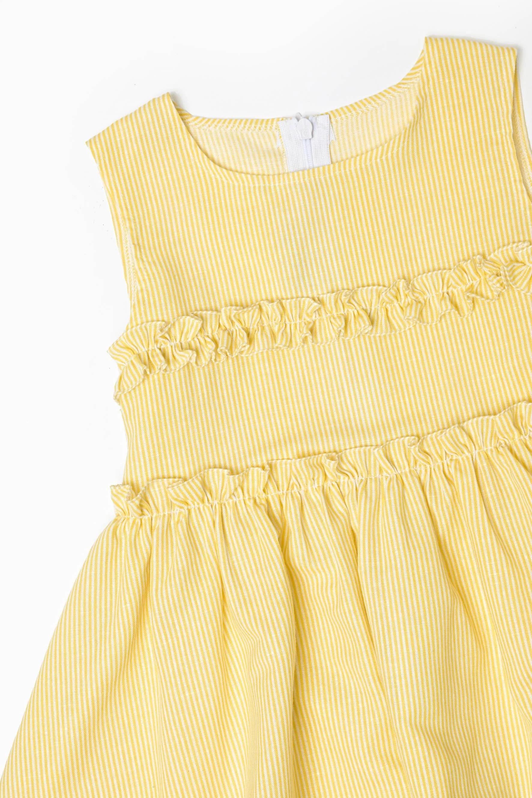 Vestito bambina con rocuhes riga gialla Crochette