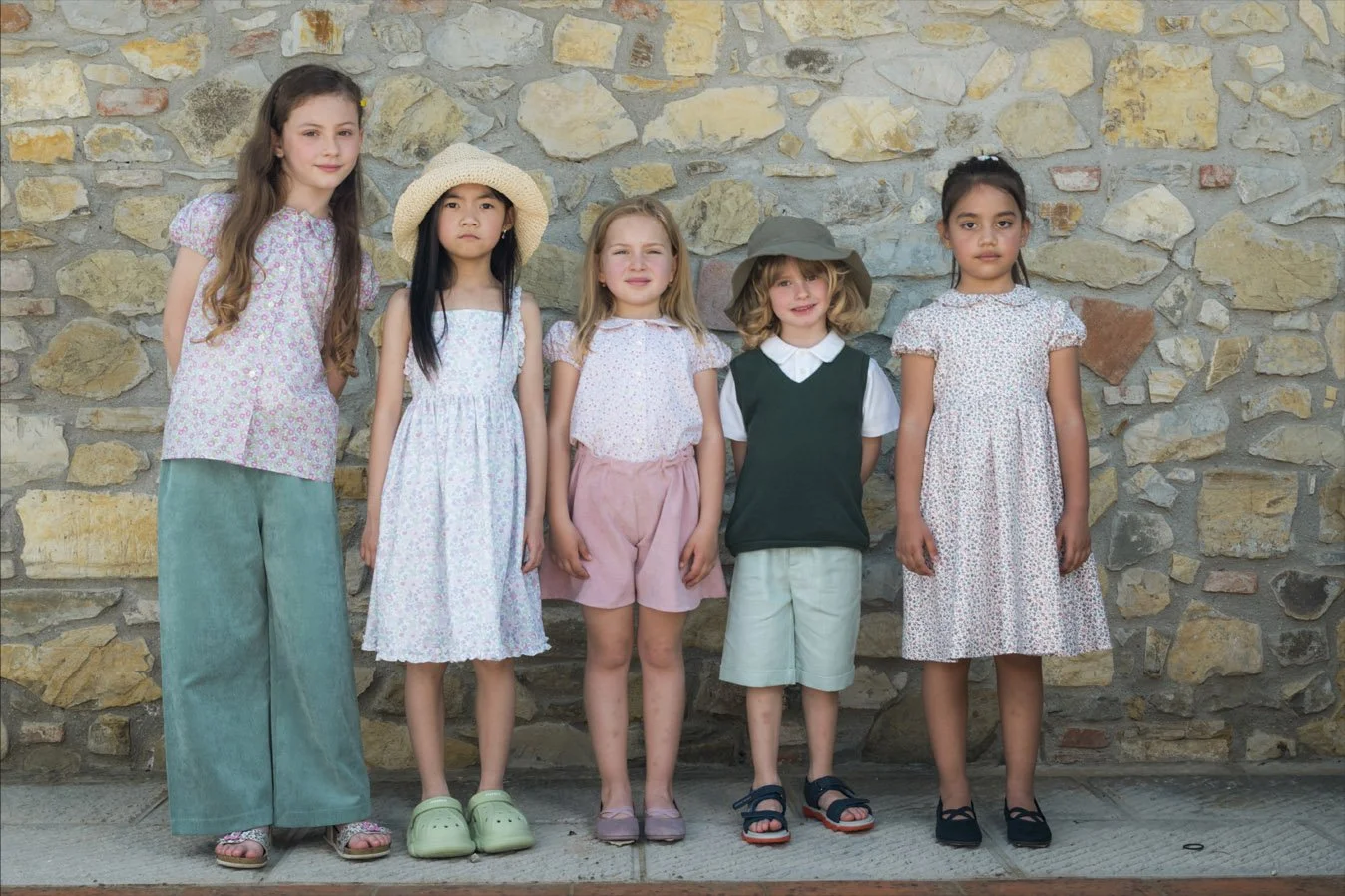Gonna pantalone bambina in velluto a costine rosa