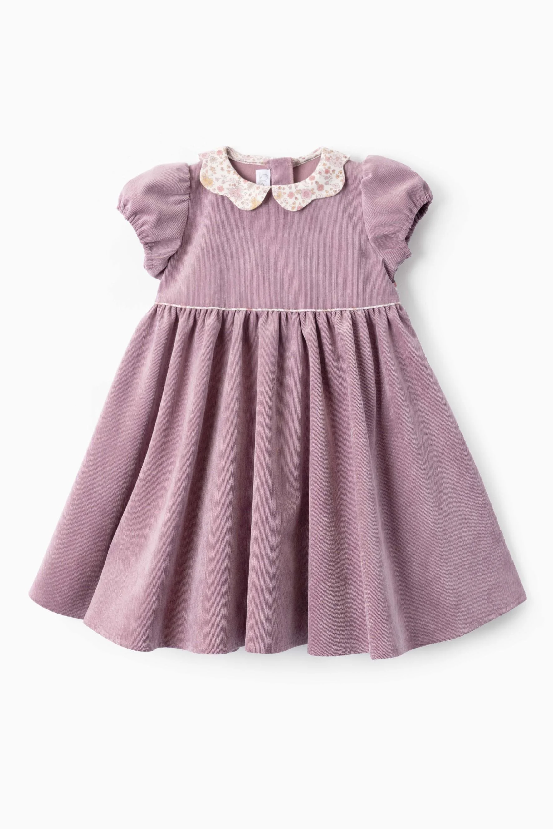 Vestito bambina velluto malva e fiore con topolini