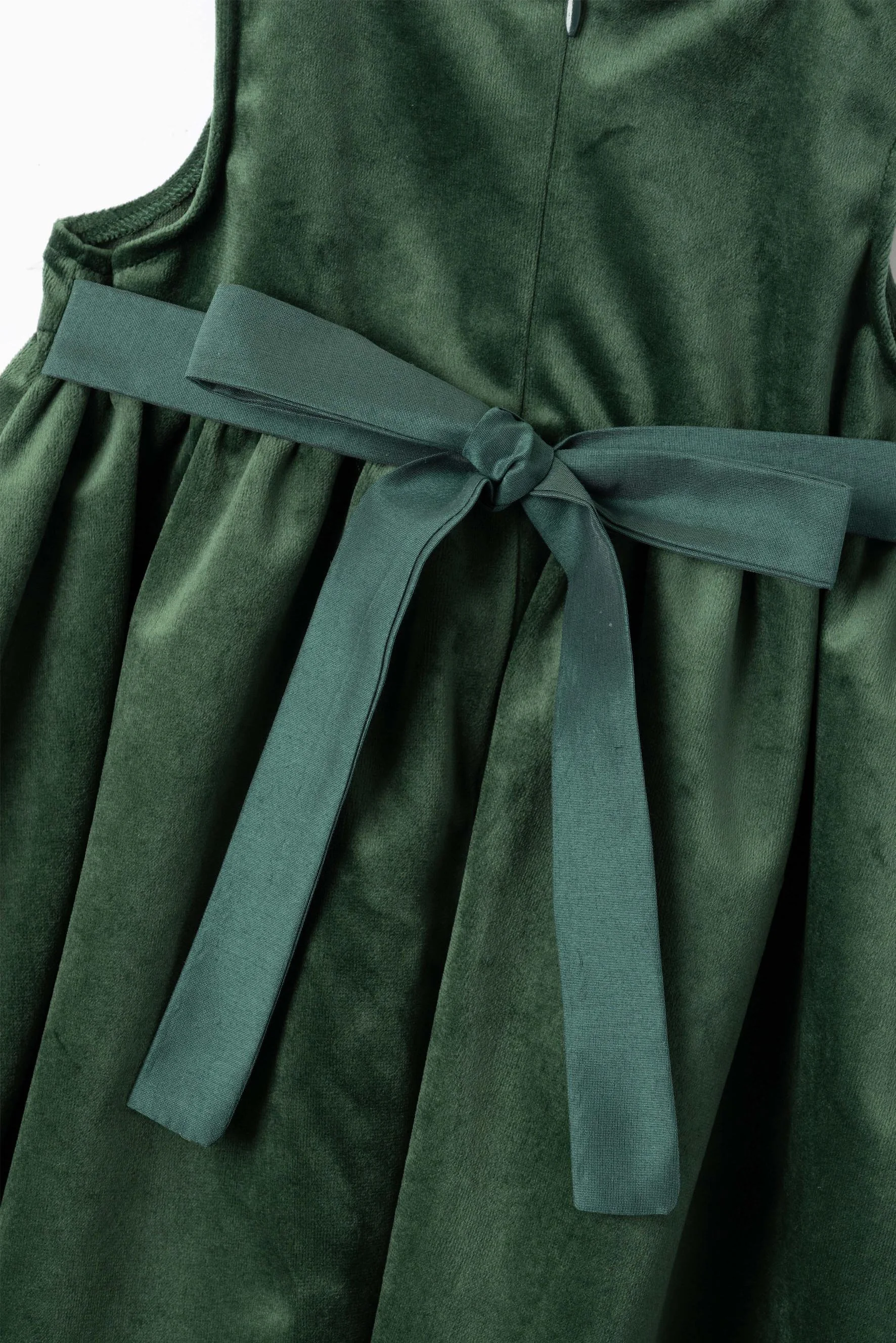 Scamiciato Natale bambina in velluto liscio verde