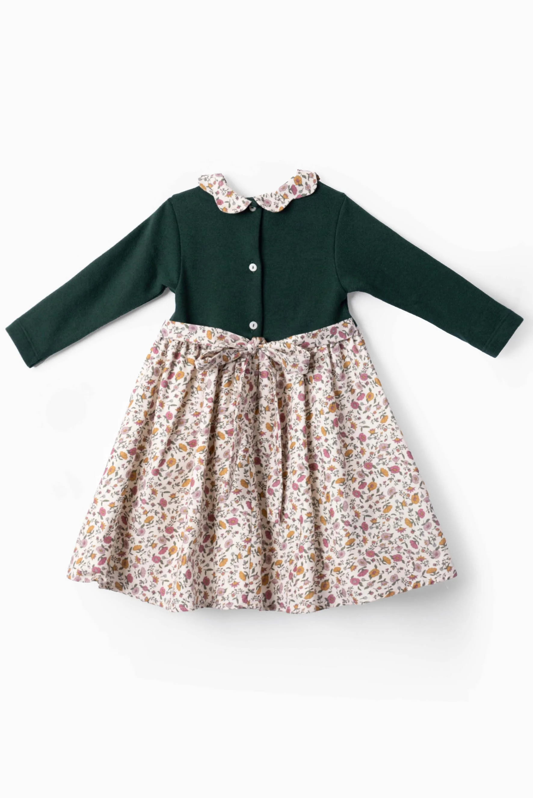 Vestito bambina maglia verde e fiore malva verde Crochette