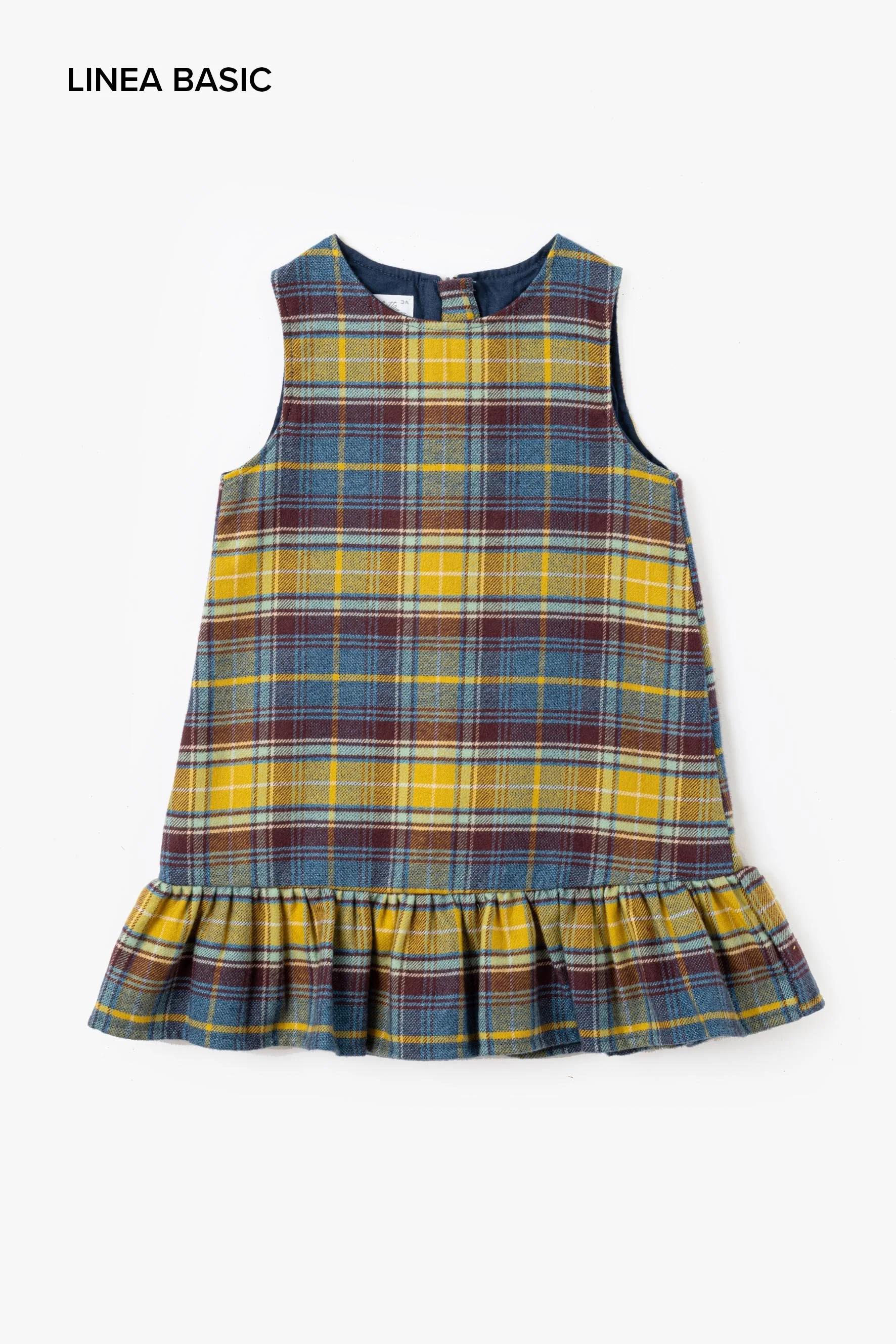 Scamiciato bambina in tartan senape avio bordeaux