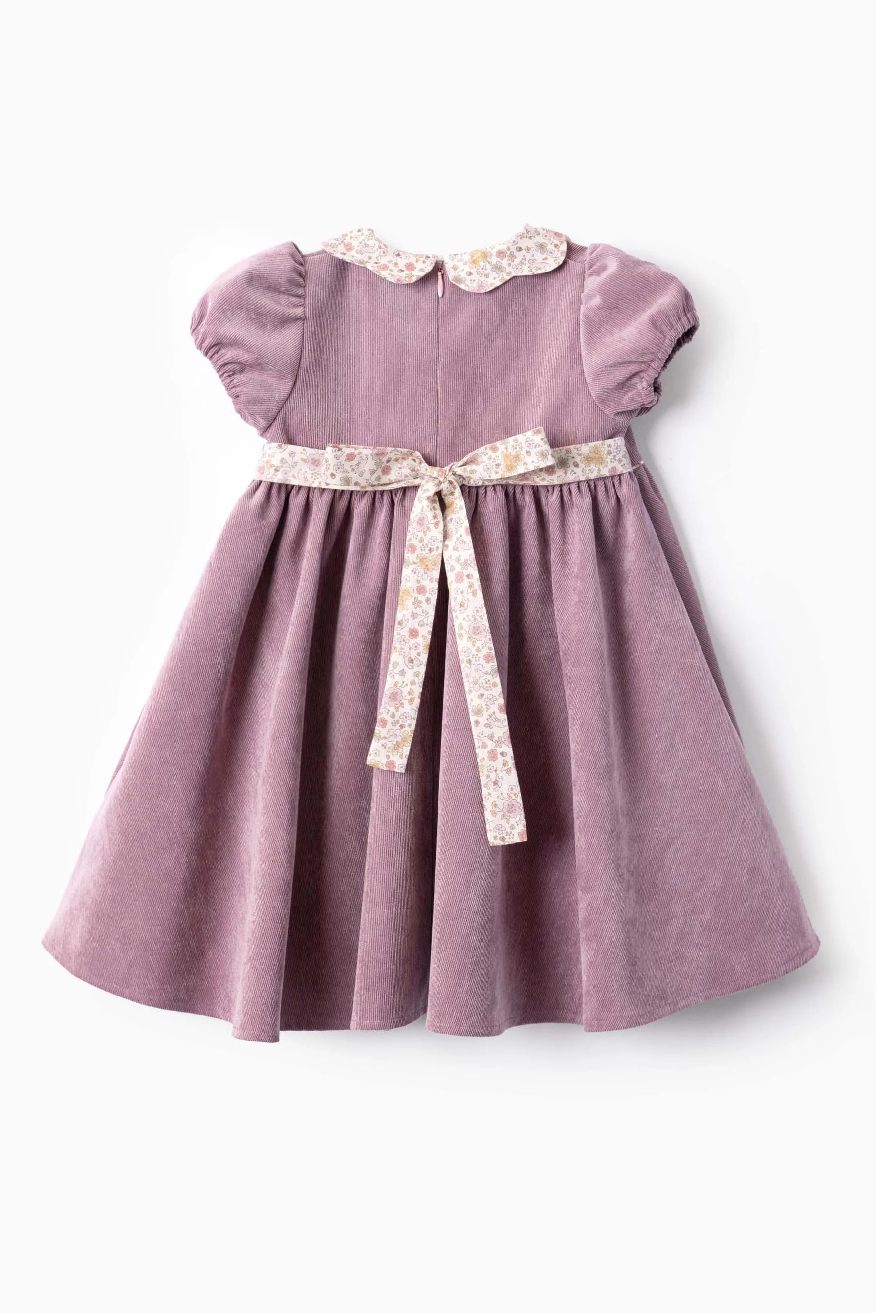 Vestito bambina velluto malva e fiore con topolini Crochette