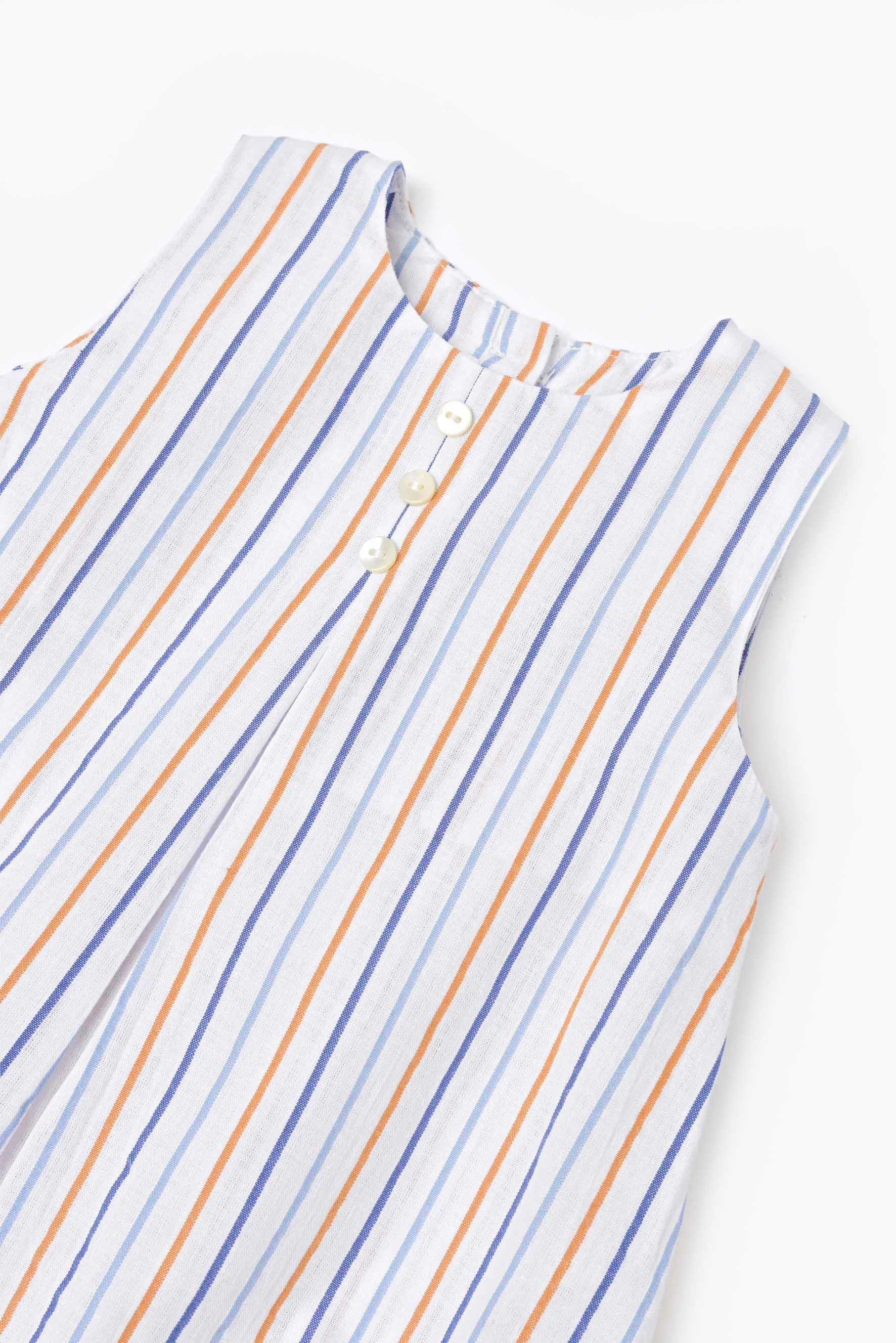 Pagliaccetto neonato riga arancione azzurra e blu dettaglio.jpg