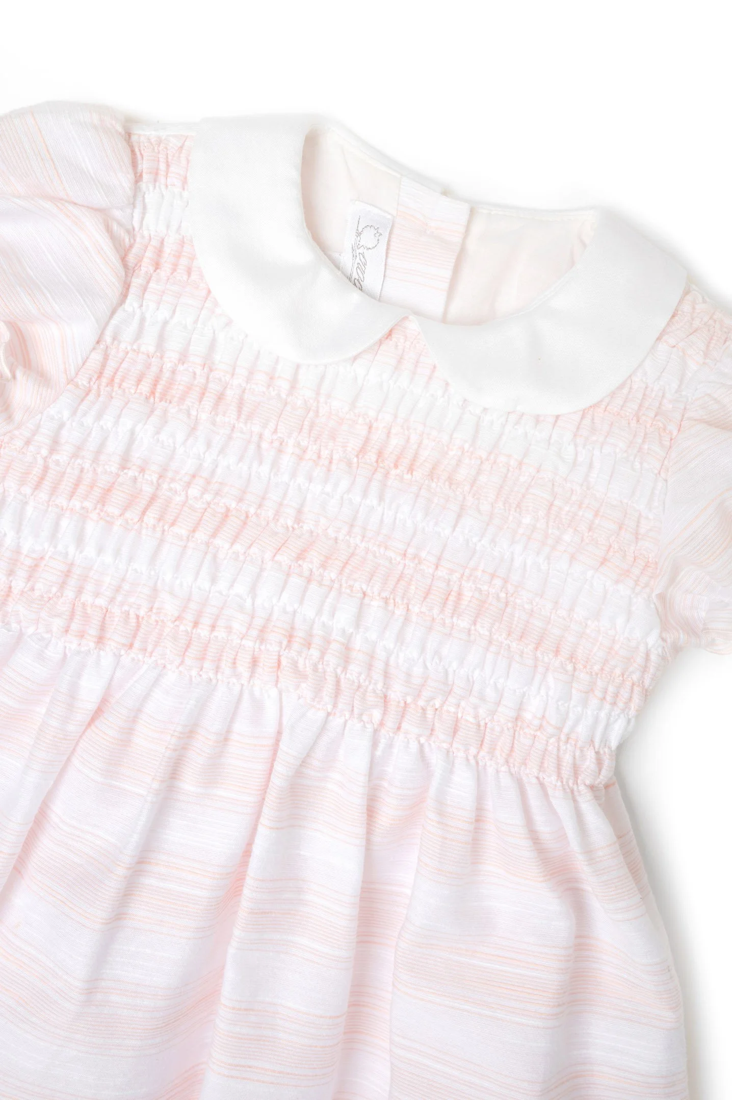 Vestito bambina elasticato raso fiammato a righe rosa dettaglio corpetto