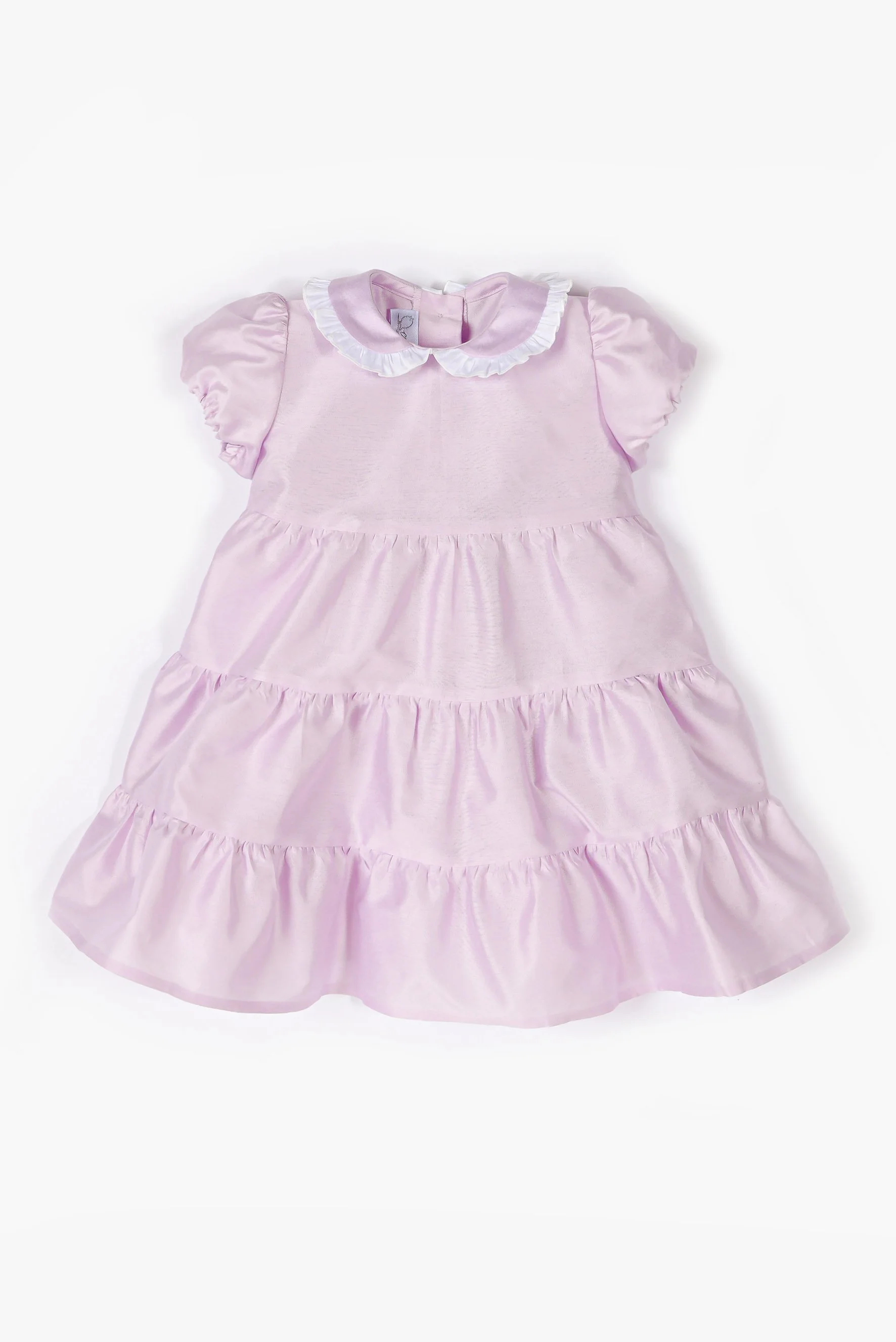 Vestito cerimonia bambina balze raso lilla
