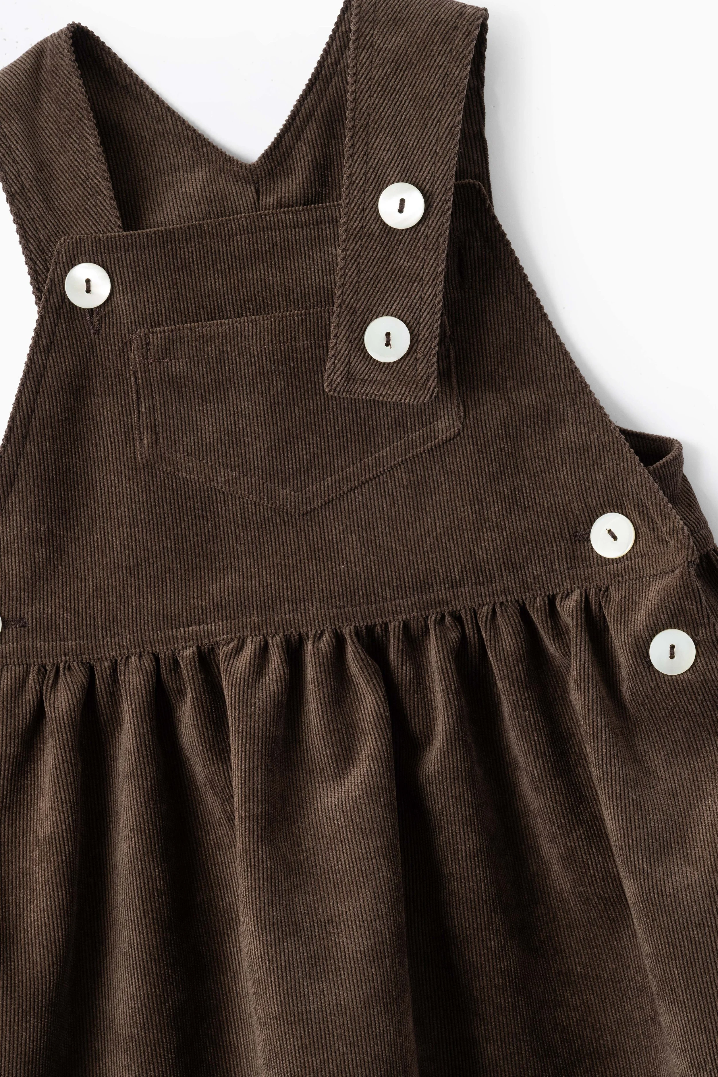 Vestito salopette bambina velluto a coste marrone