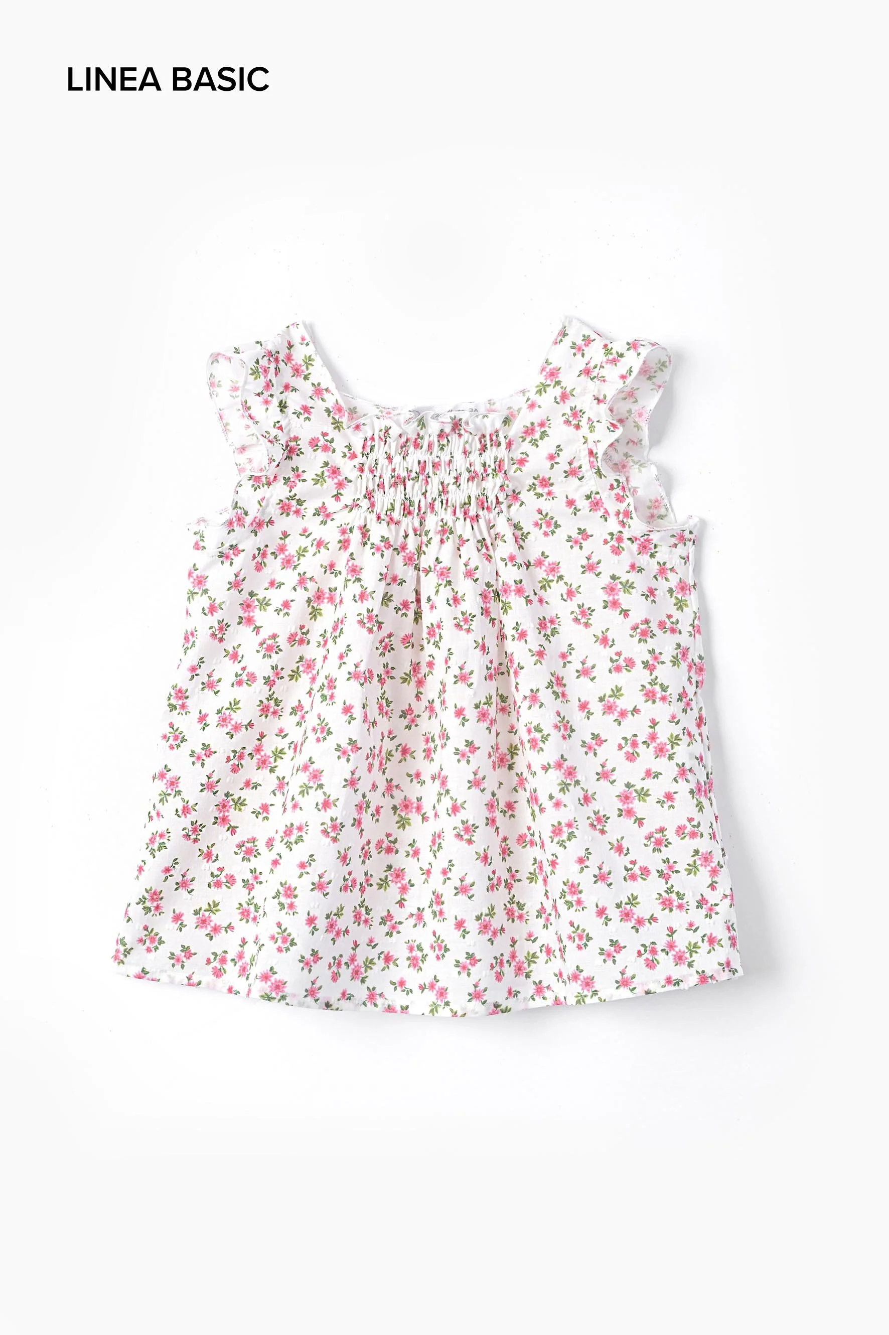 Camicia bambina elasticata fiore rosso plumetis