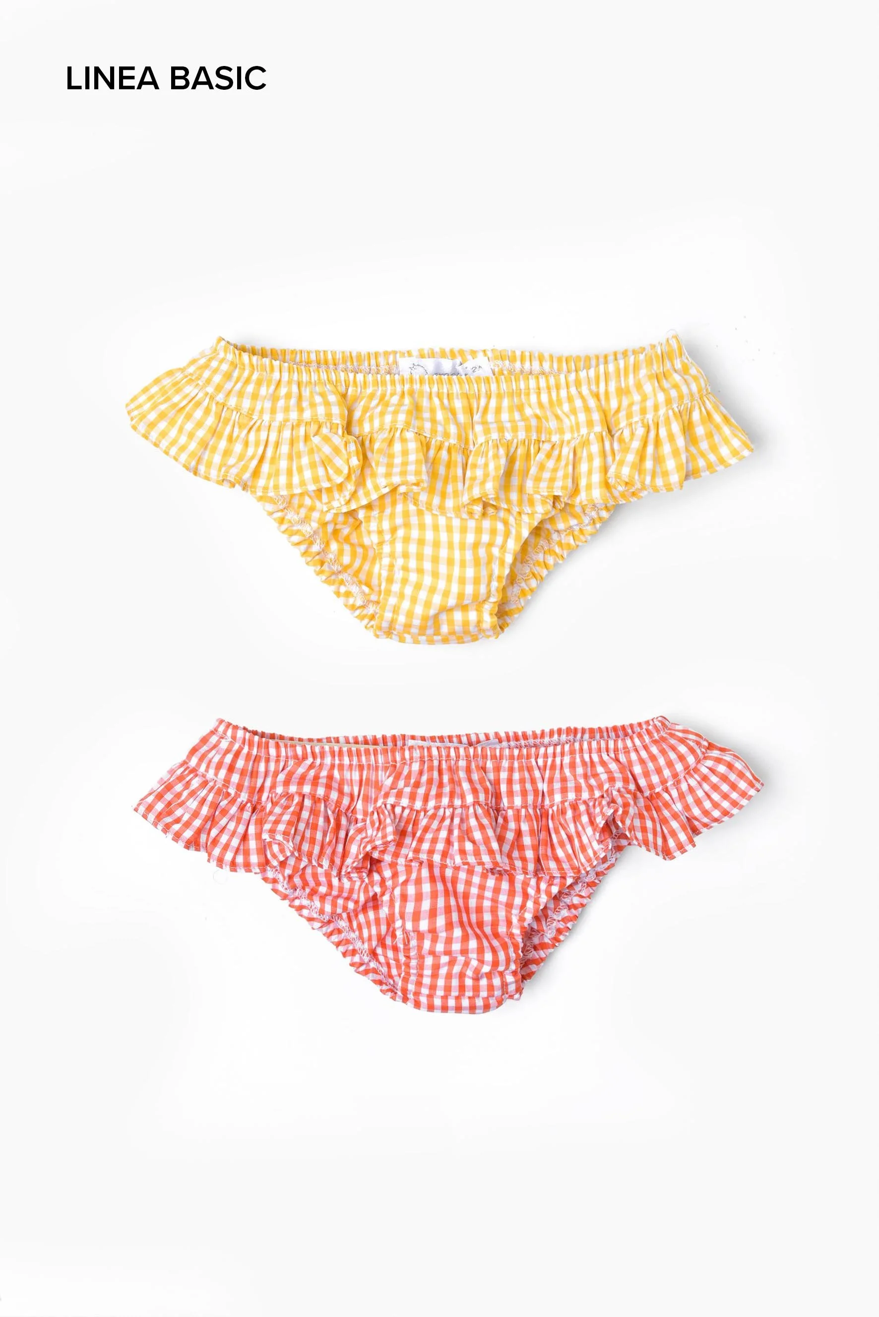 Costume bambina balza vichy giallo arancione Crochette