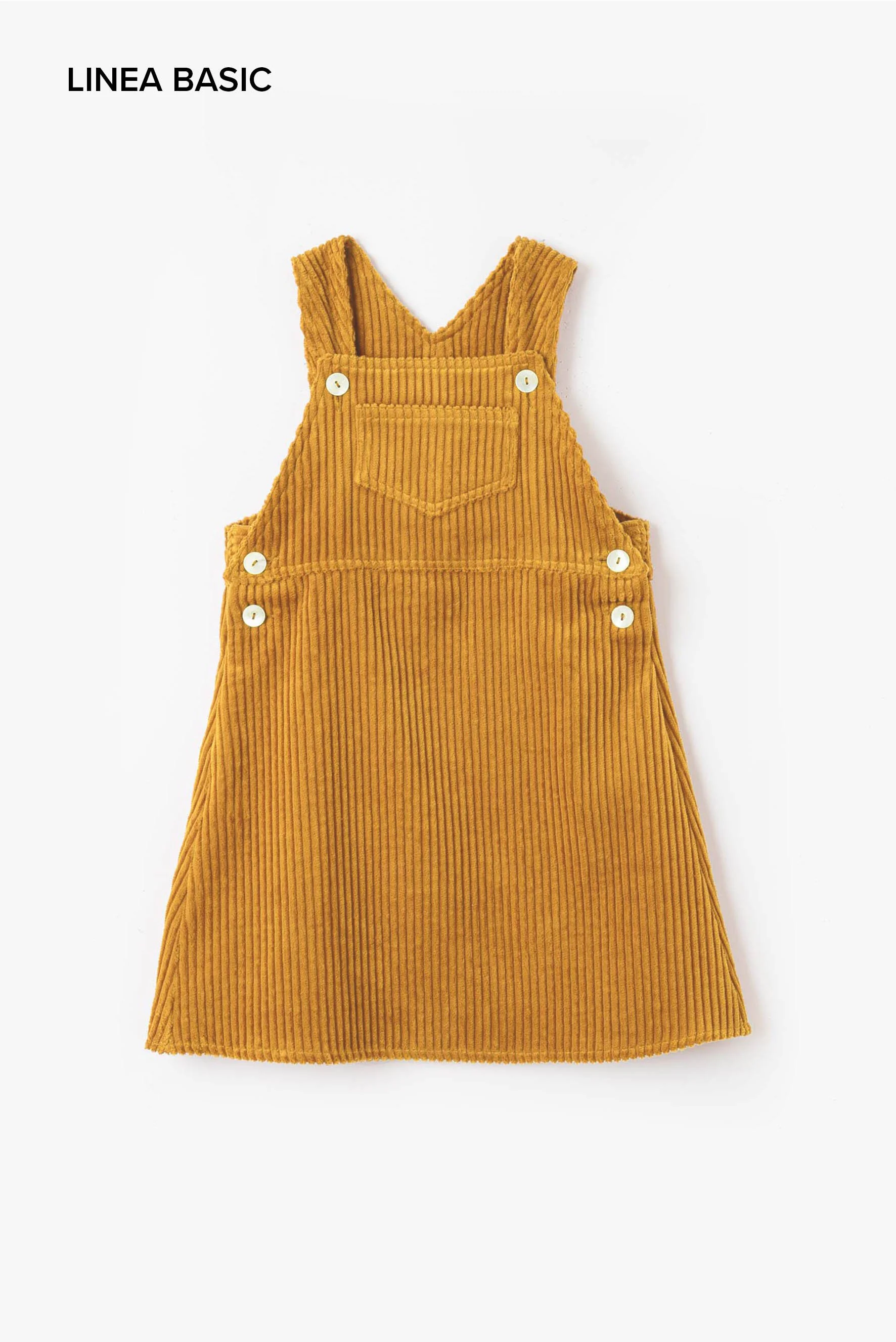 Abito salopette bambina velluto costone senape