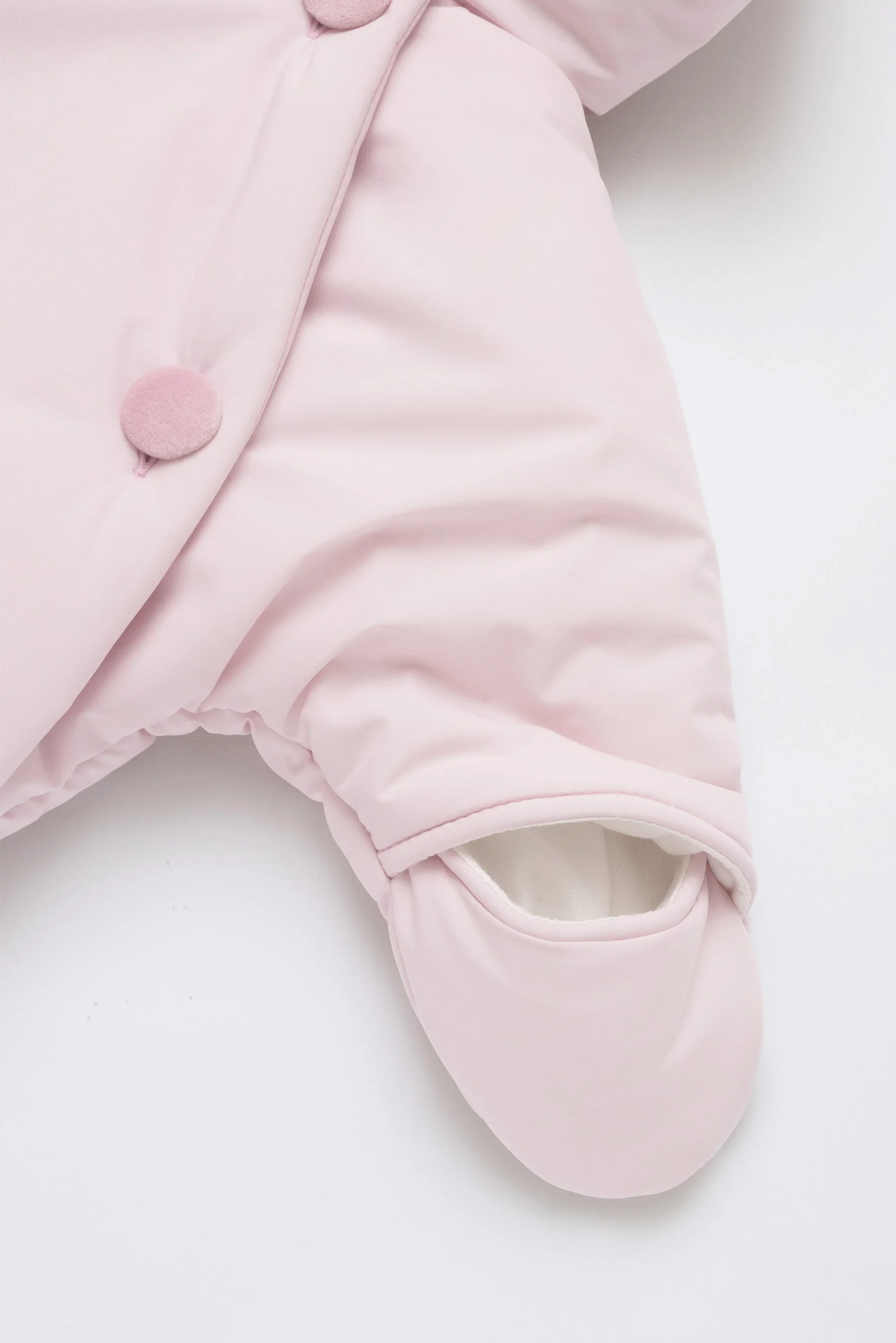 Tuta neonata imbottita rosa Crochette con guanti