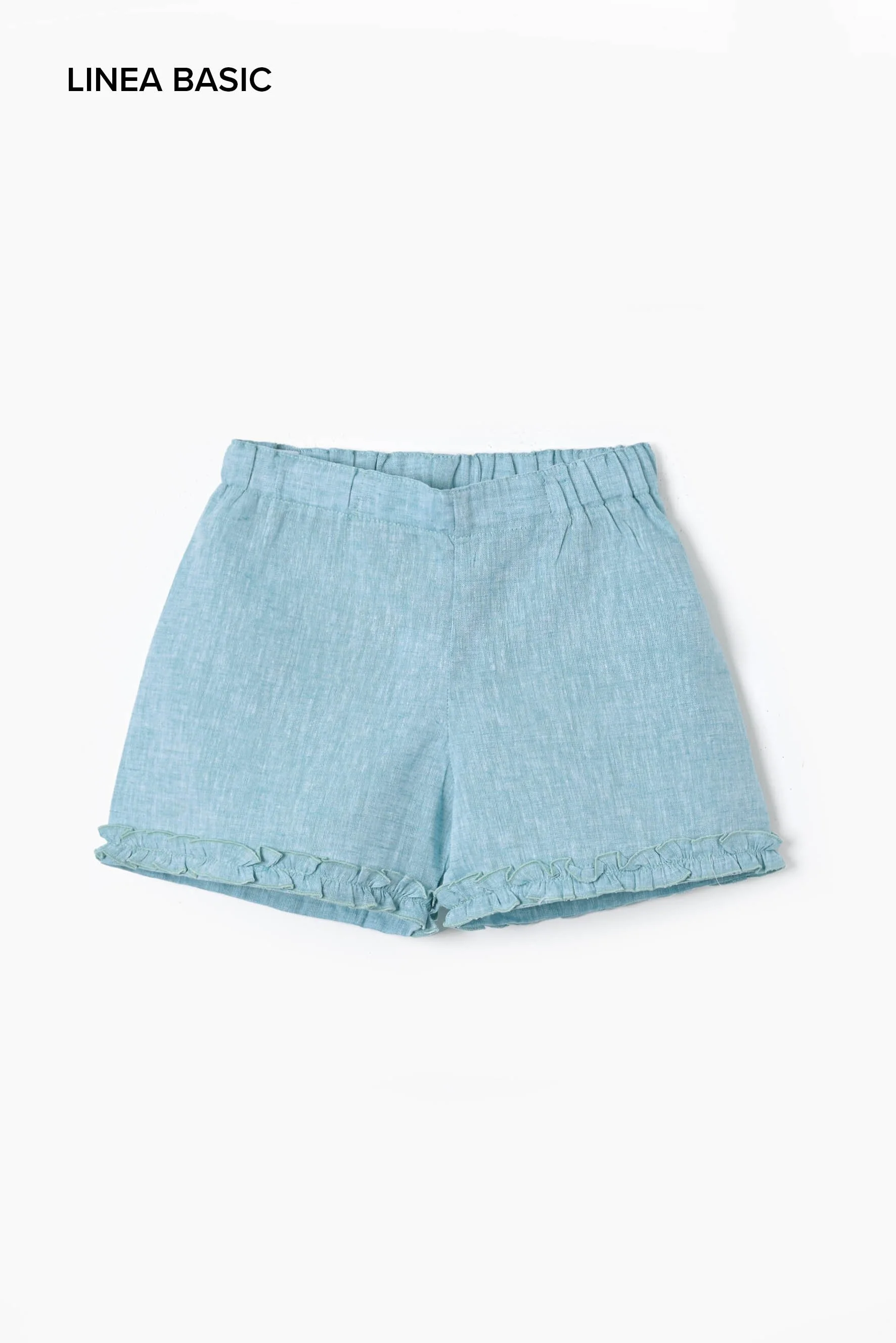 Shorts bambina lino turchese Crochette