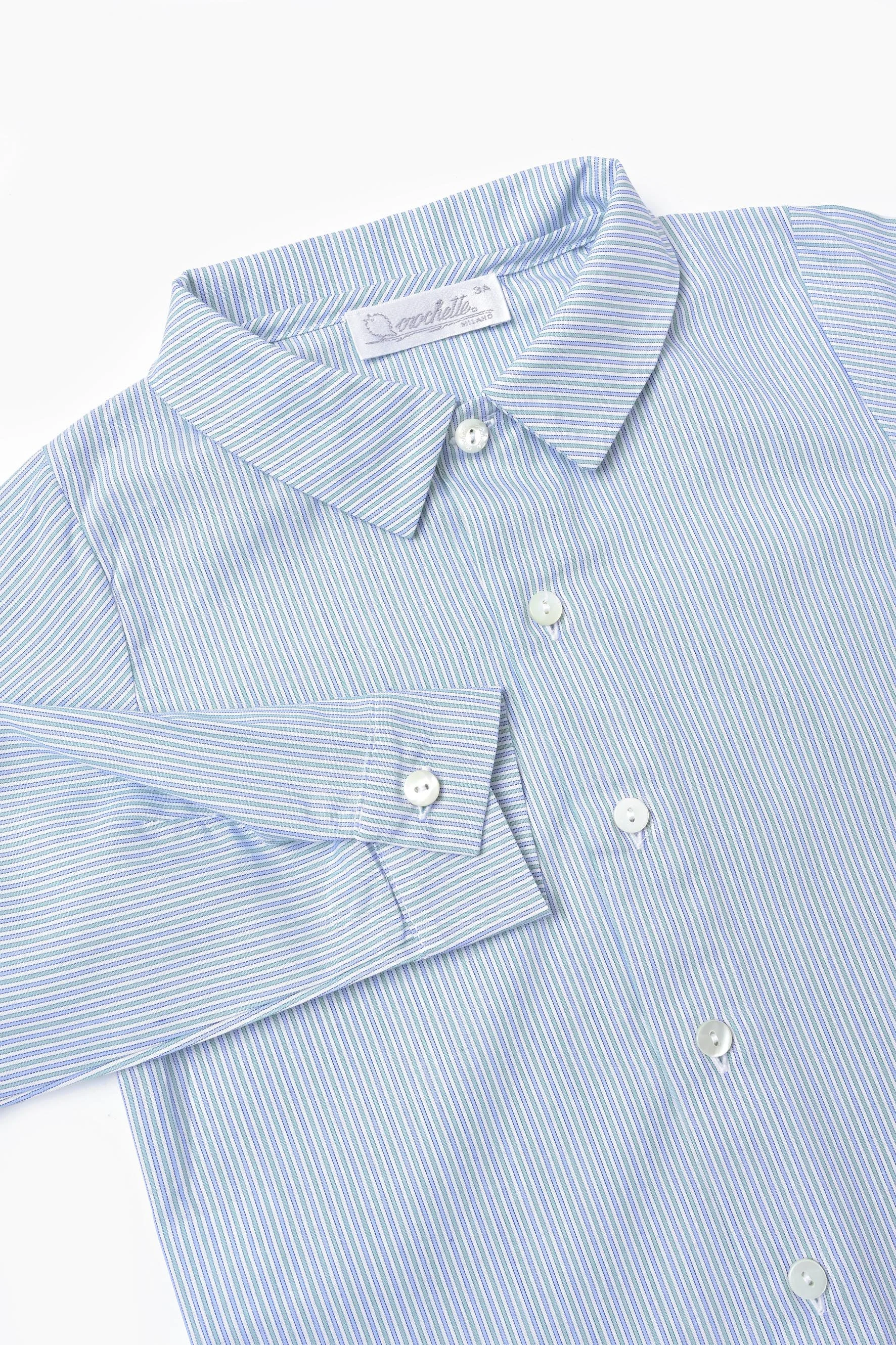 Camicia bambino righina verde avio dettaglio