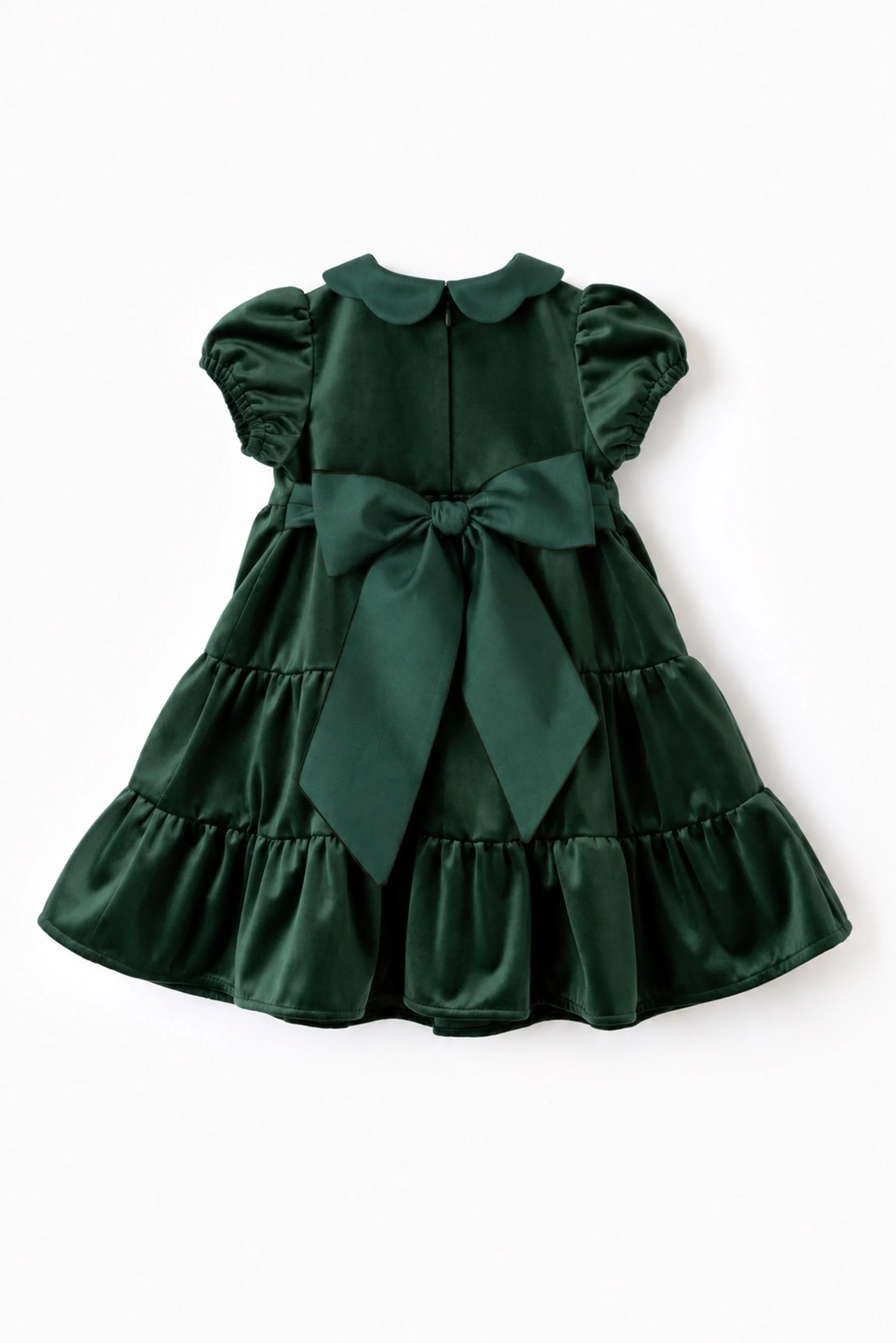 Vestito cerimonia bambina balze velluto verde