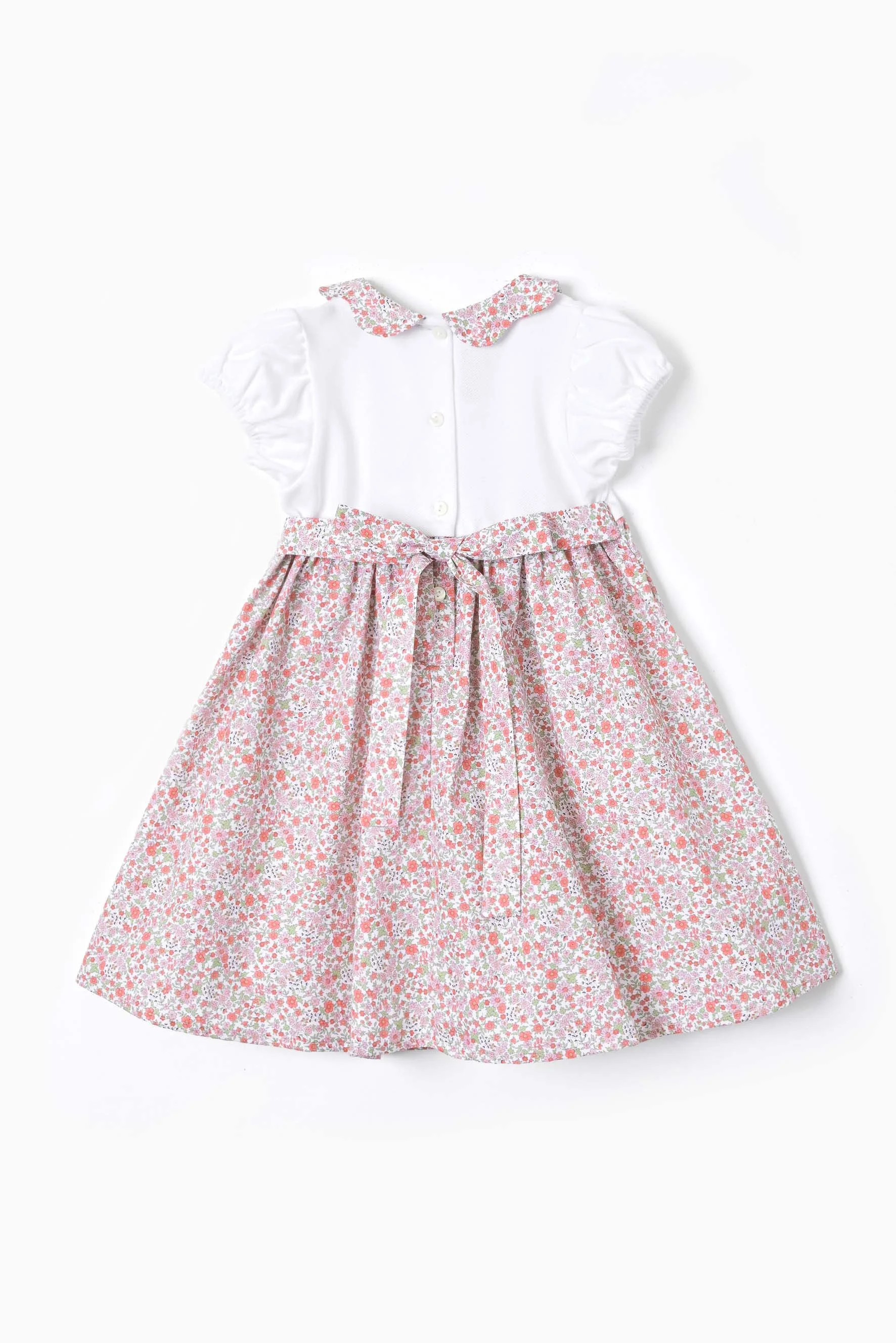 Vestito bambina jersey piquet e fiore rosso verde