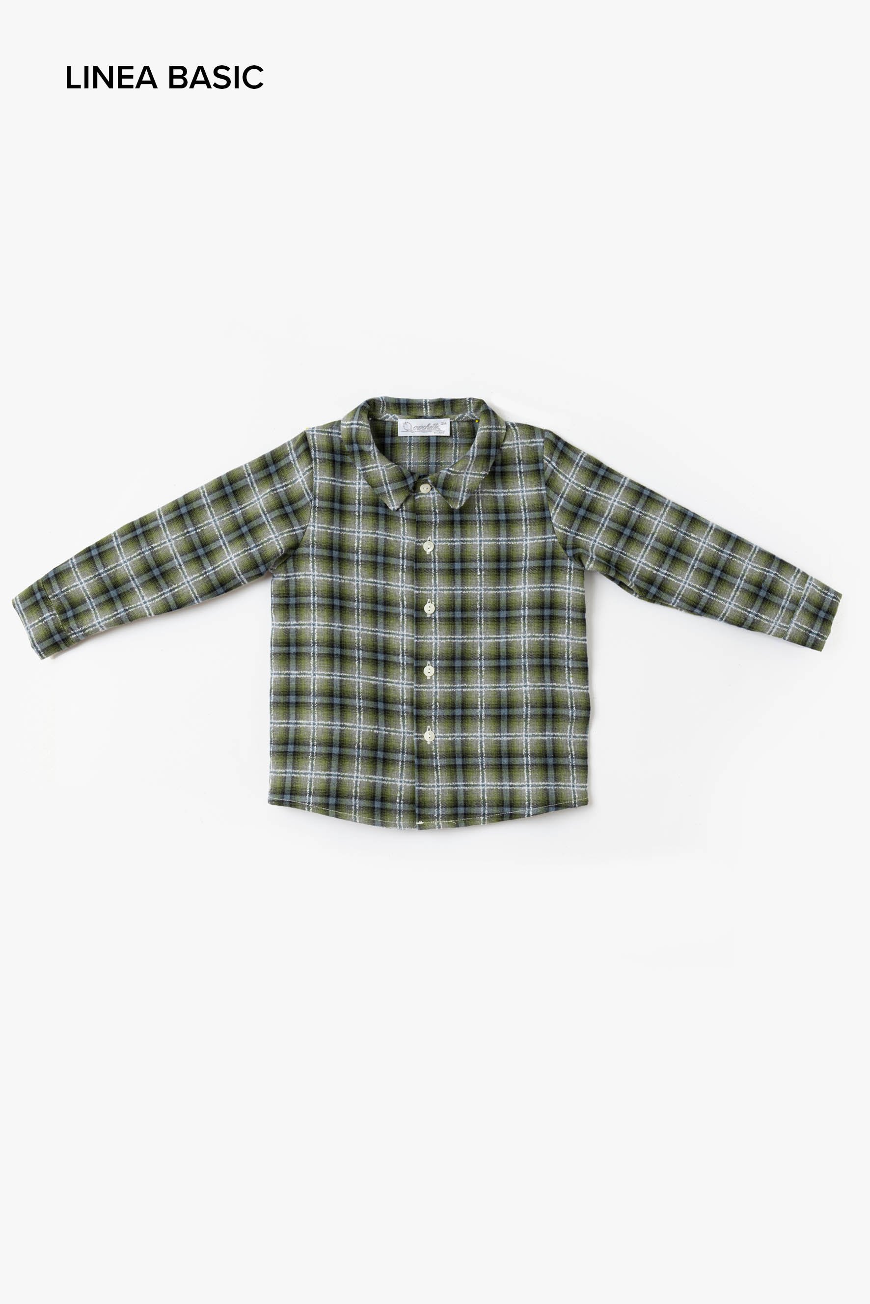 Camicia bambino tartan verde oliva