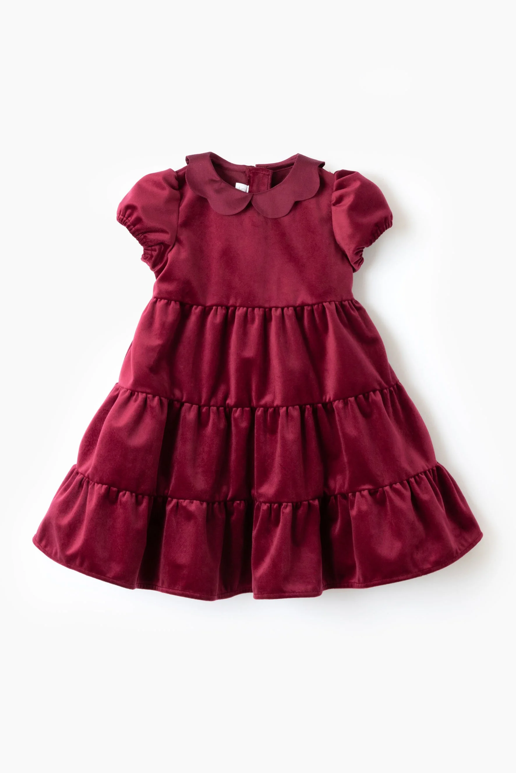 Vestito bambina balze velluto bordeaux Crochette