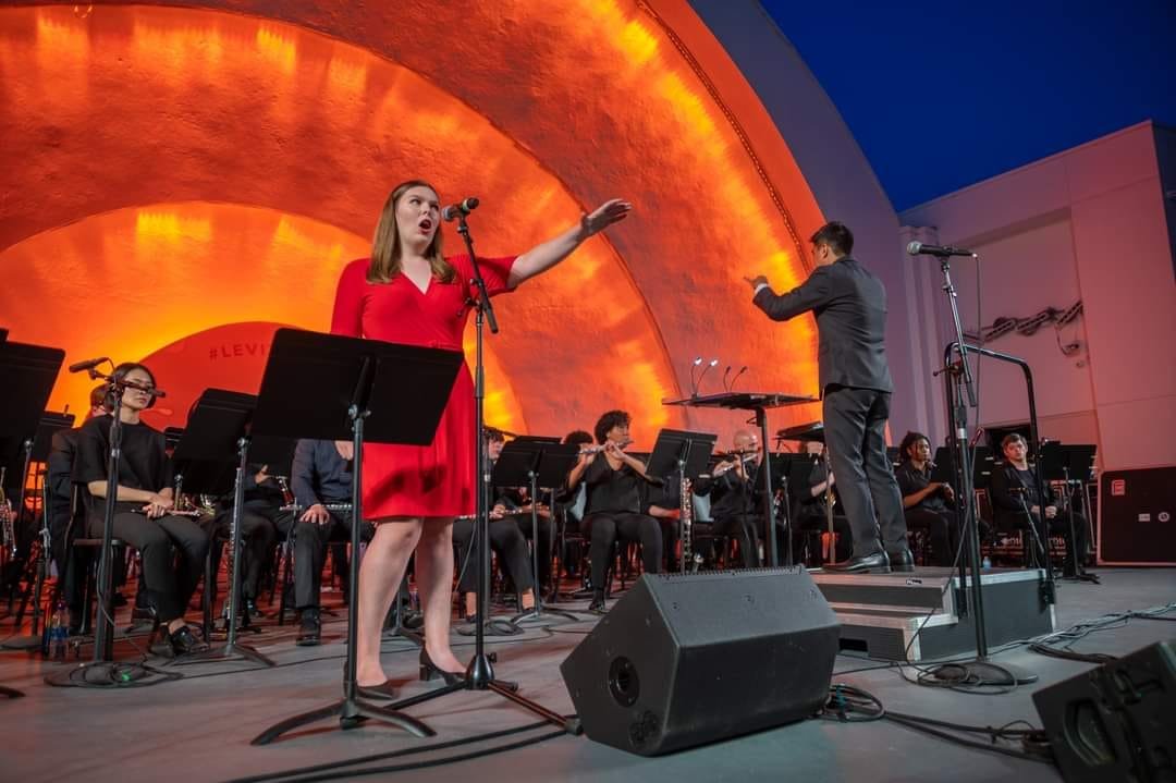 DMA student Brianna Reilly singing at the Levitt Shell