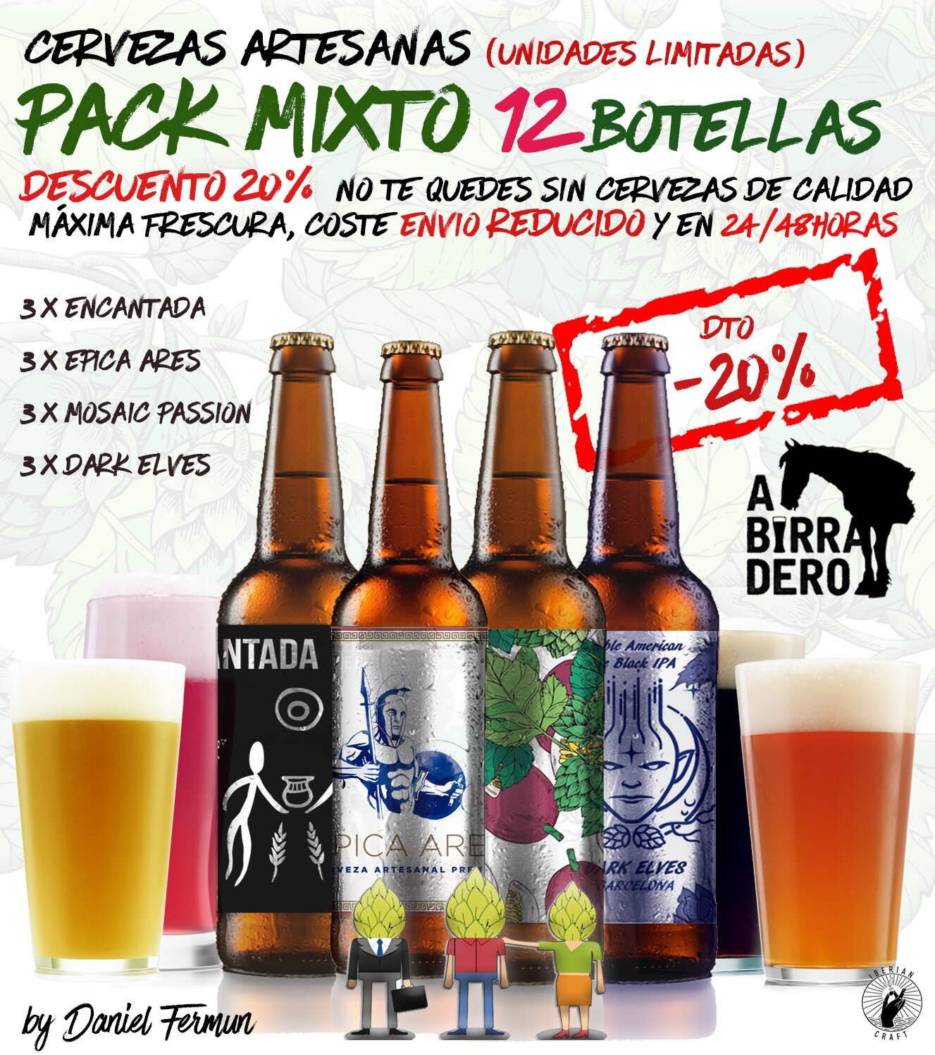 Pack MIXTO 12 Botellas - Cerveza Artesana Abirradero - SURTIDO 33cl - Iberian Craft