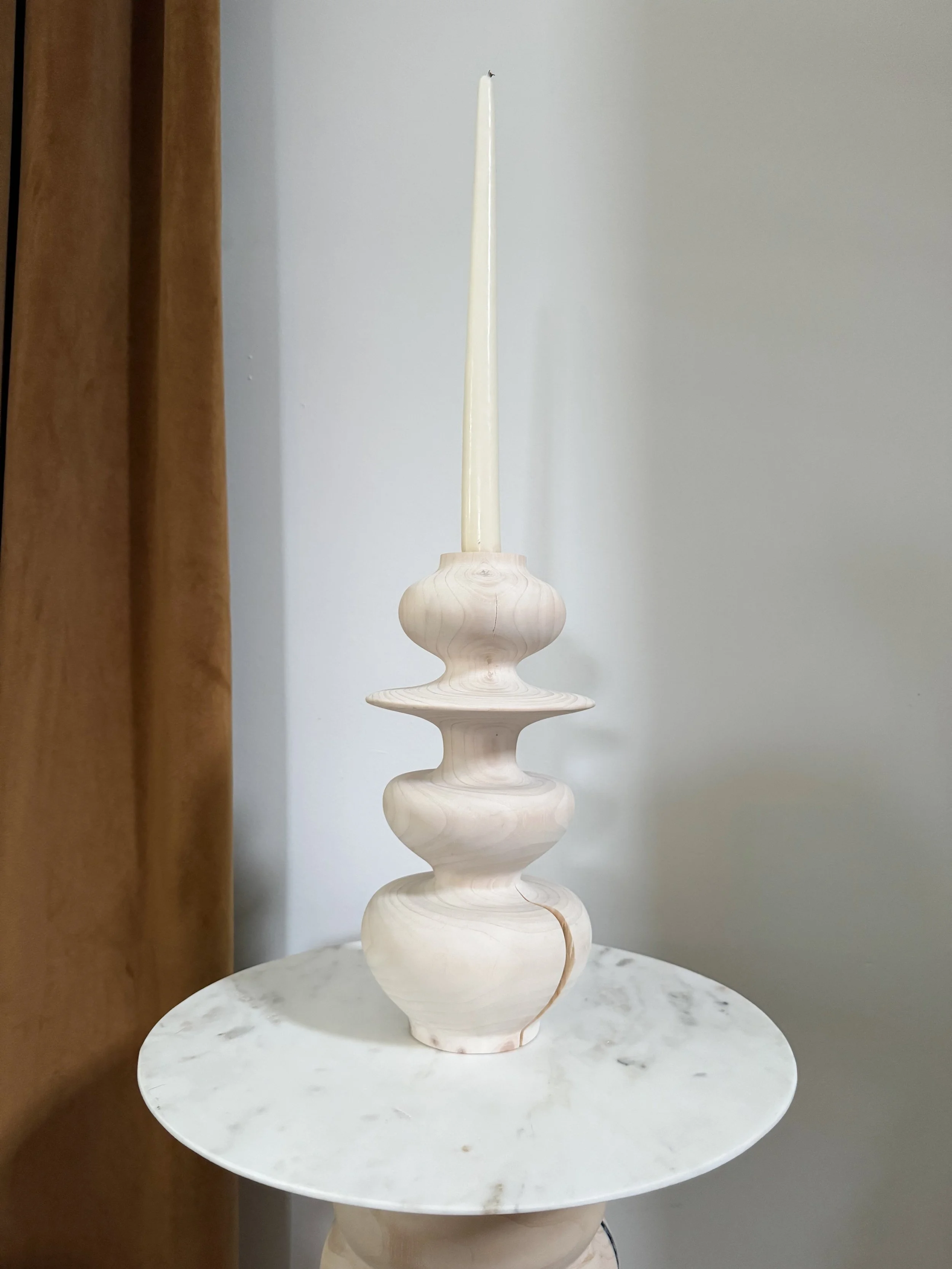White Pine Sculptural Candle Holder