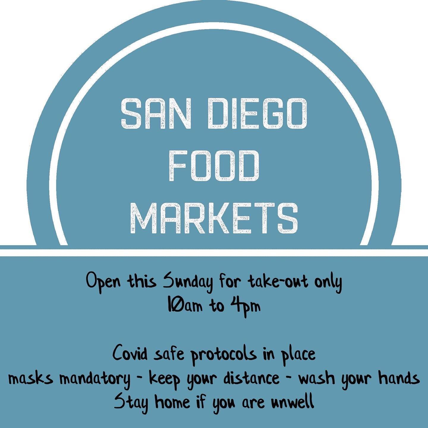 We are open at Lane Field Park this Sunday for take out only. 

Face masks are mandatory. 
Keep your distance.
Sanitise your hands.
Stay home if your are unwell.

@roadtrip_sd 
@chilangafood 
@parana_empanadas 
@housebaosd 
@wegotbeefjerky 
@thepadth