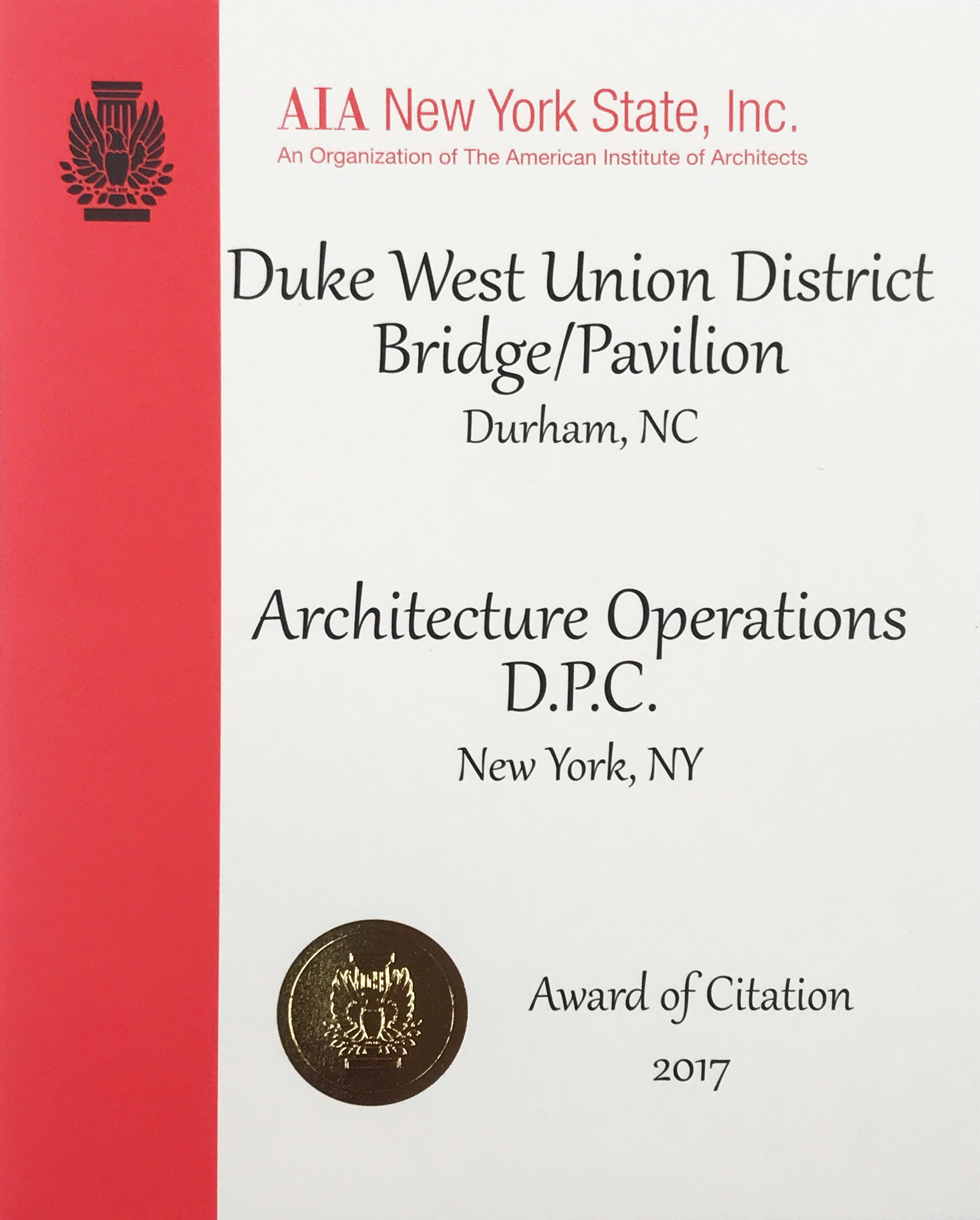 AIA New York State Award of Citation