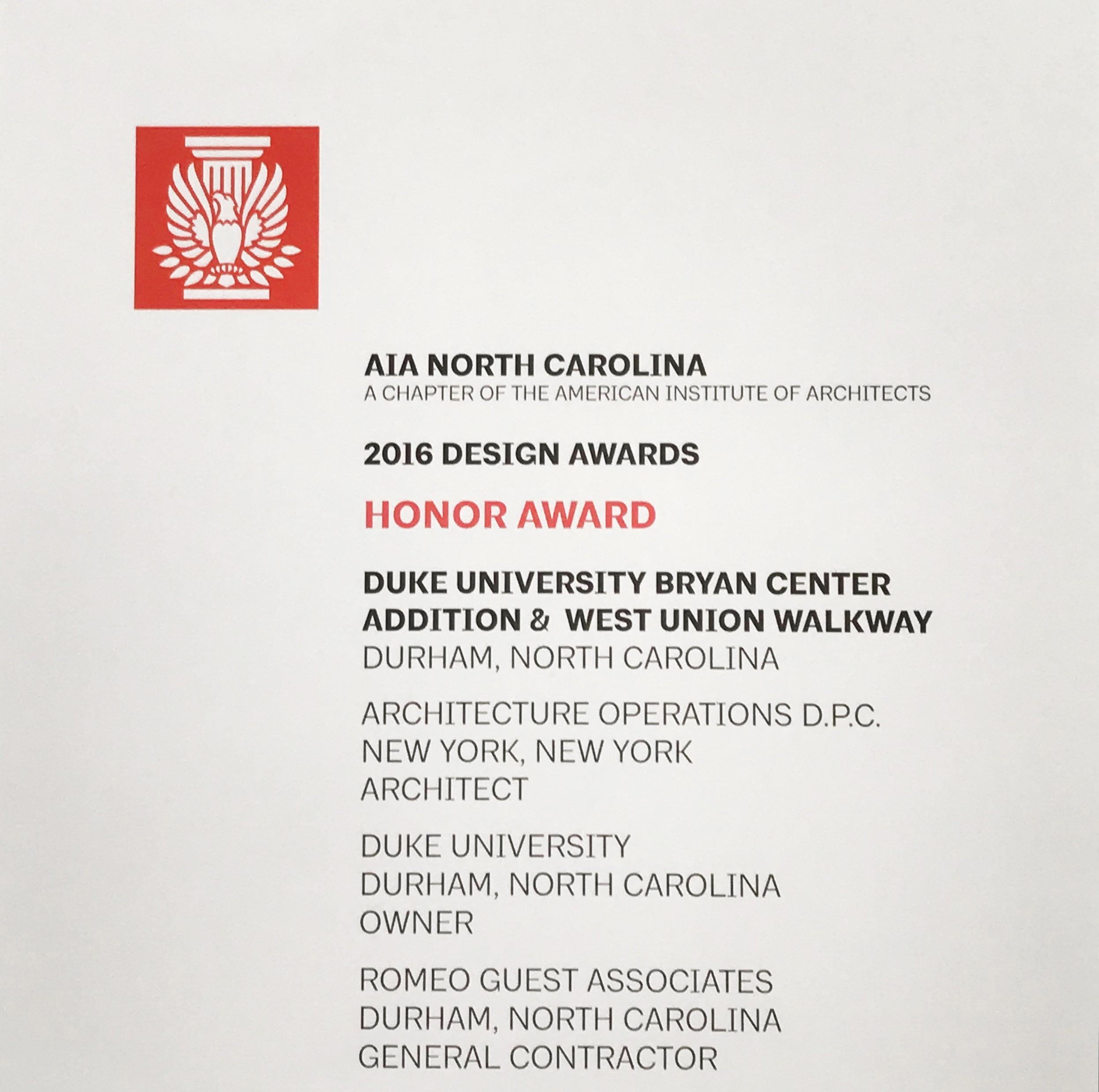 AIA North Carolina Honor Award 