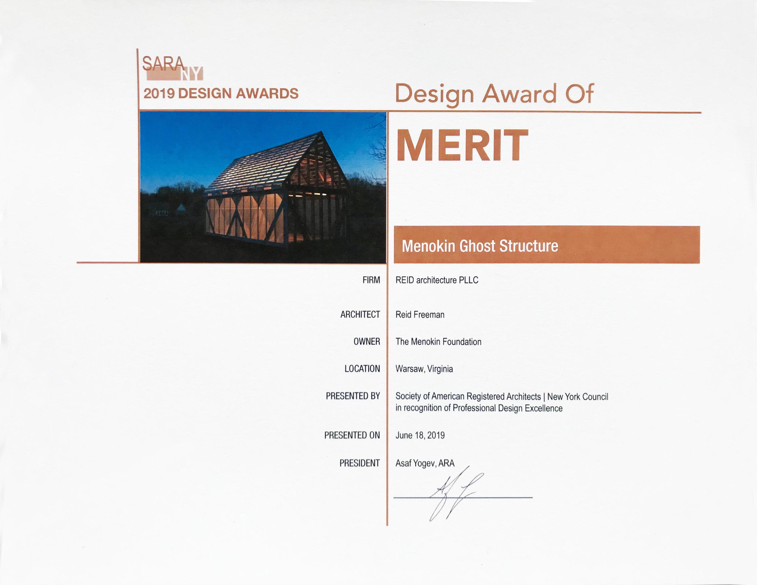 SARA NY Design Award of Merit