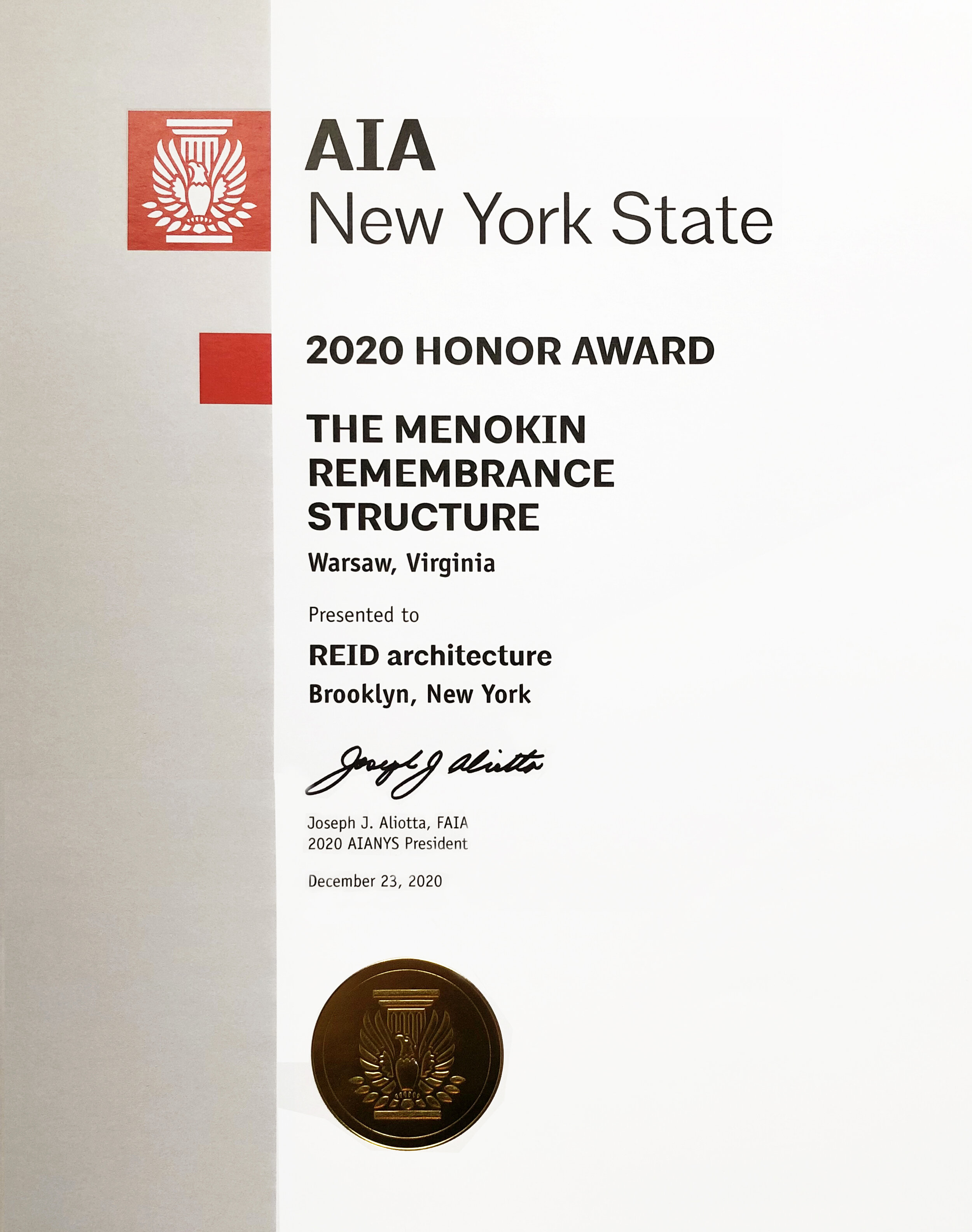 AIA New York State Honor Award 