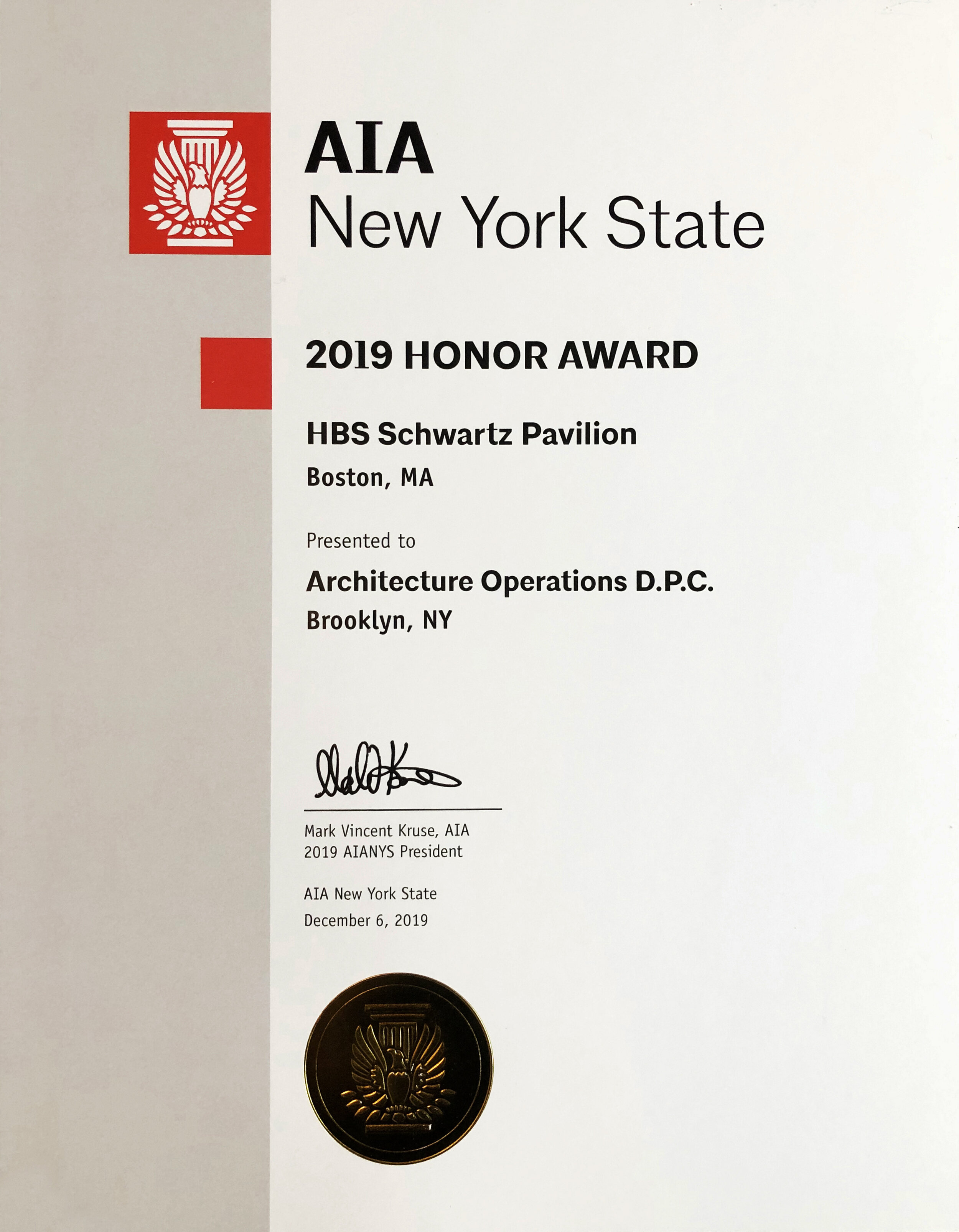 AIA New York State Honor Award 