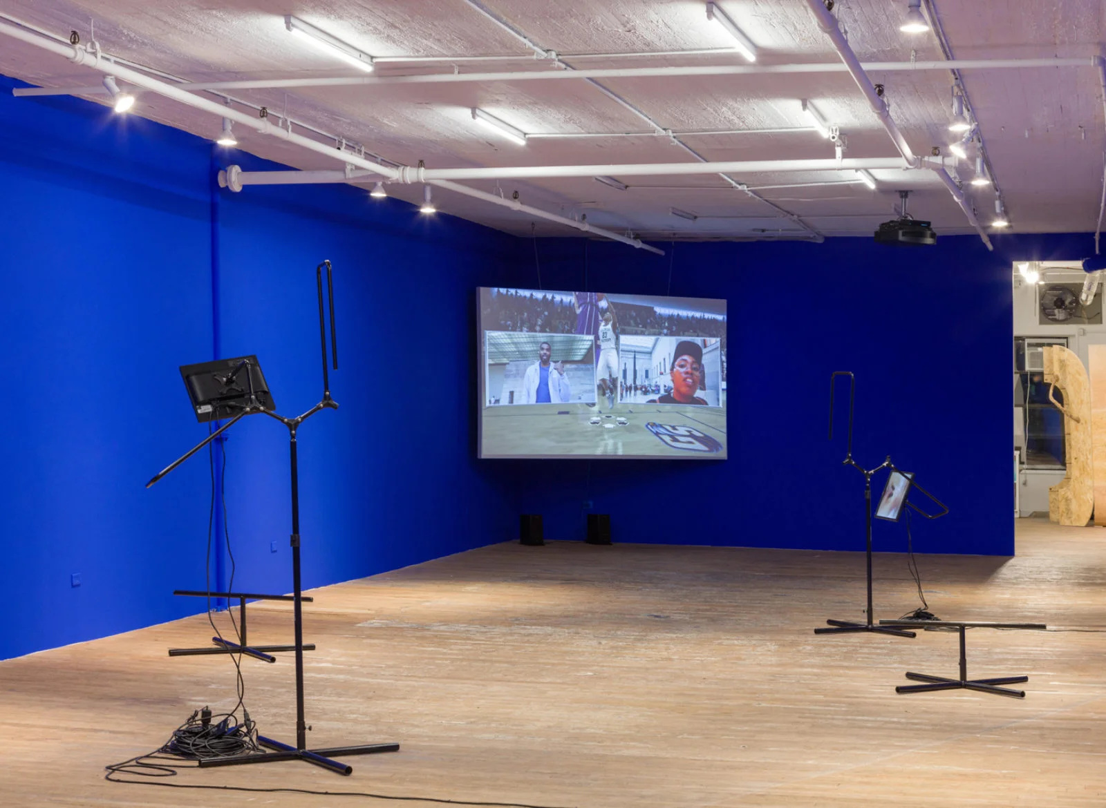 Sondra Perry, IT’S IN THE GAME ‘17 Or Mirror Gag For Vitrine And Protection (2017), Installation At Bridget Donahue Gallery.