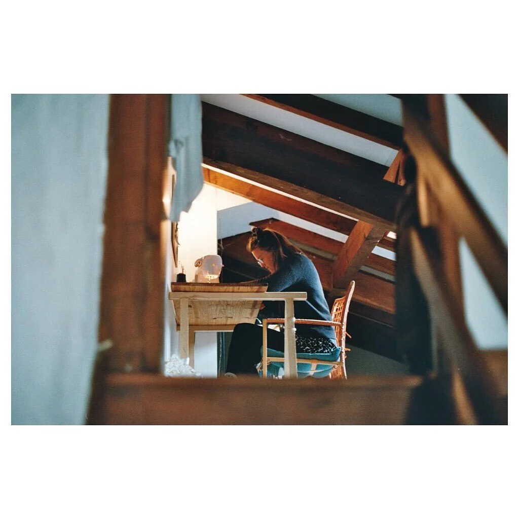 So many near concussions from these beams, but v grateful to have this sewing/work space.

When I lived in Paris I used to attempt to sew using a tiny coffee table/basically a stool, so even though I can&rsquo;t fully stand in most of this upstairs s