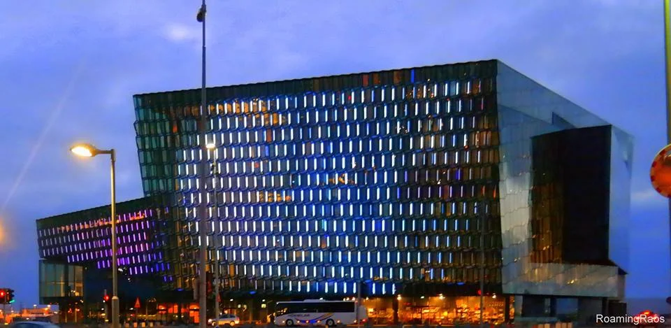 Harpa at night, Reykjavik, Iceland