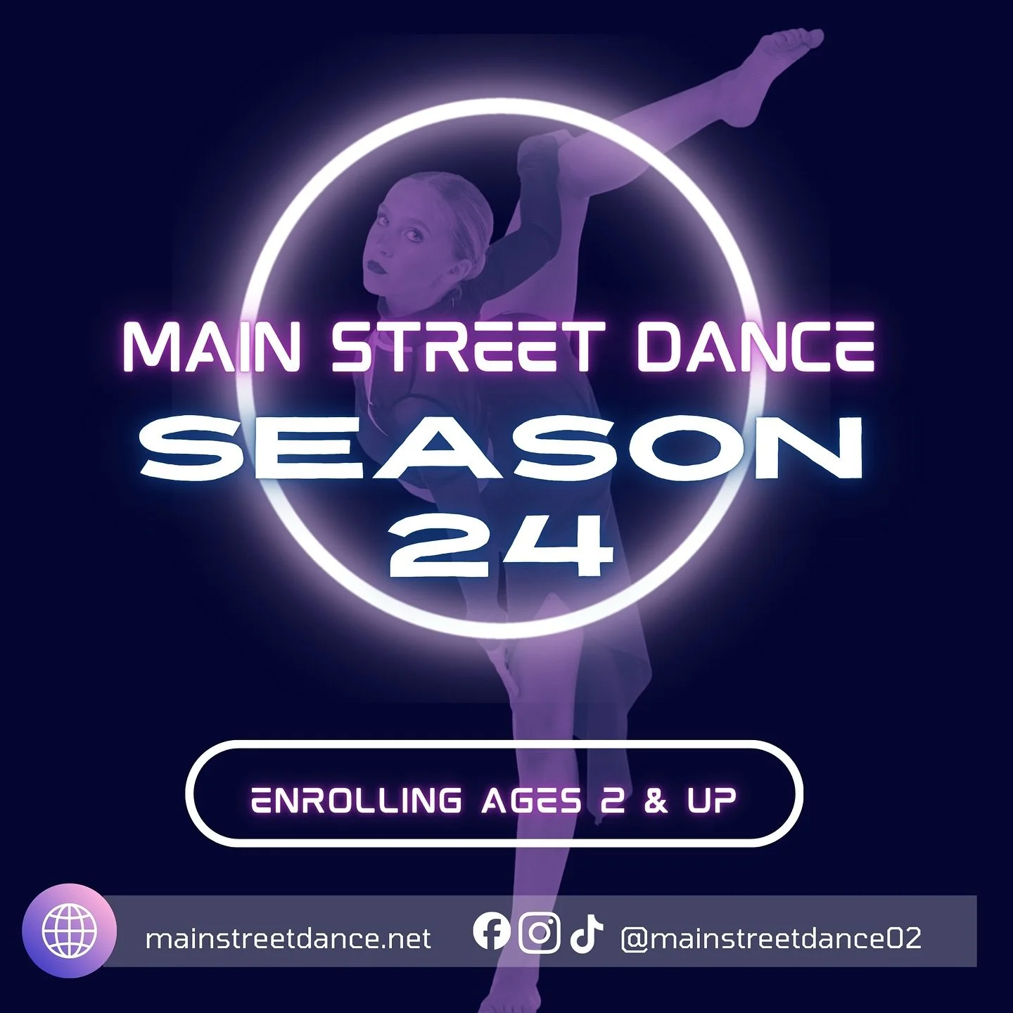 Monday Motivation! π Main Street Dance Season 24 is enrolling now. Get moving! Ages 2 and up welcome. 
Sign up today!
#mainstreetdance #season24 #dance #tumbling β¨