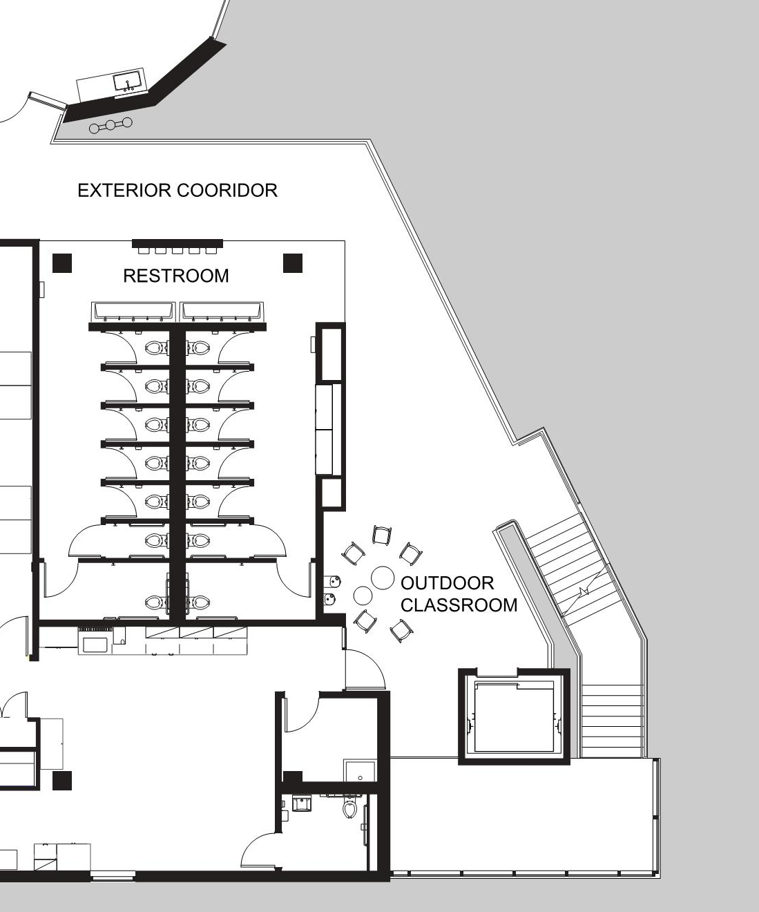 Plan of the restrooms in Crossroads School of Arts and Sciences' new science building