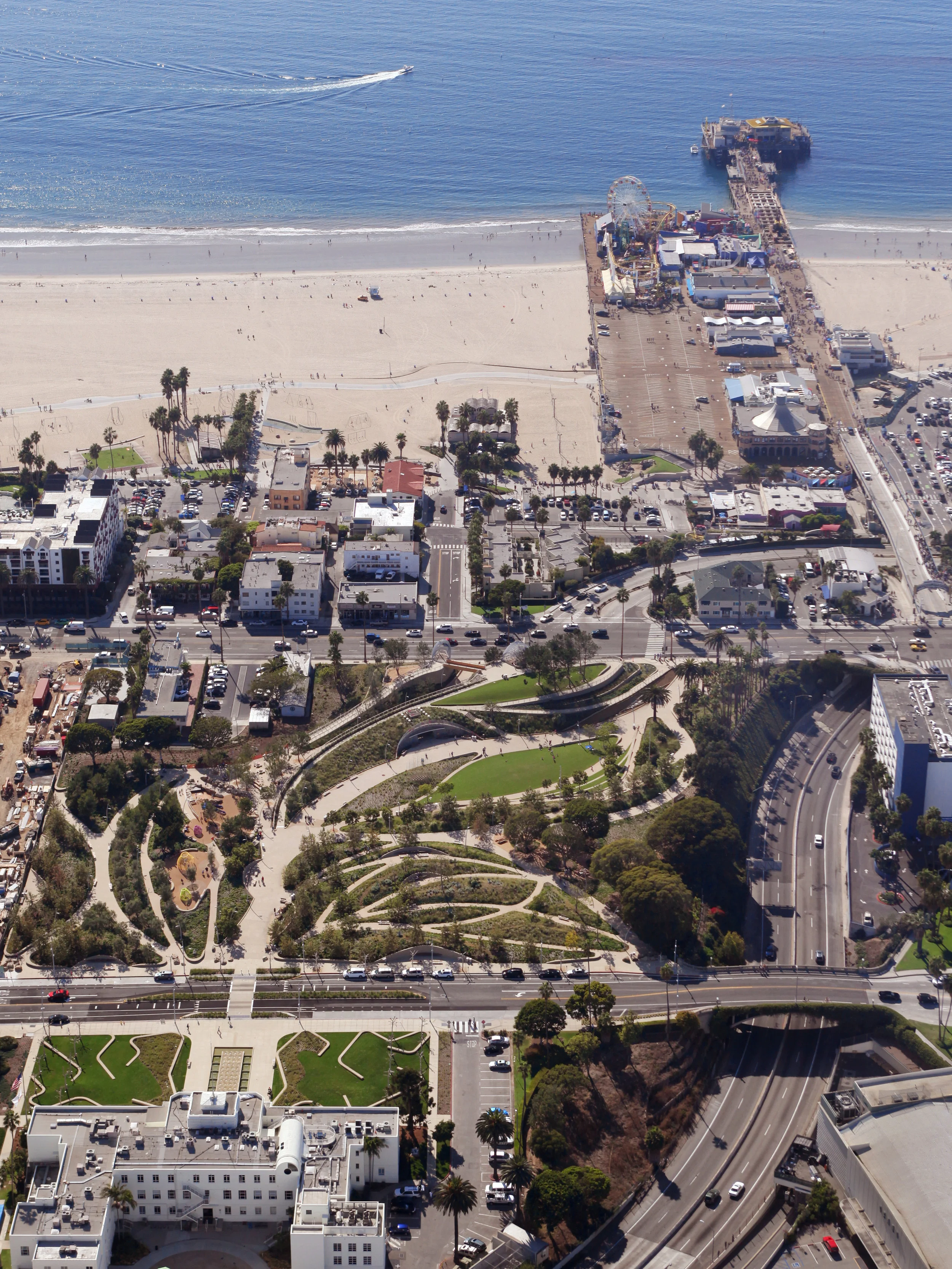 Tongva Park in Santa Monica from above.