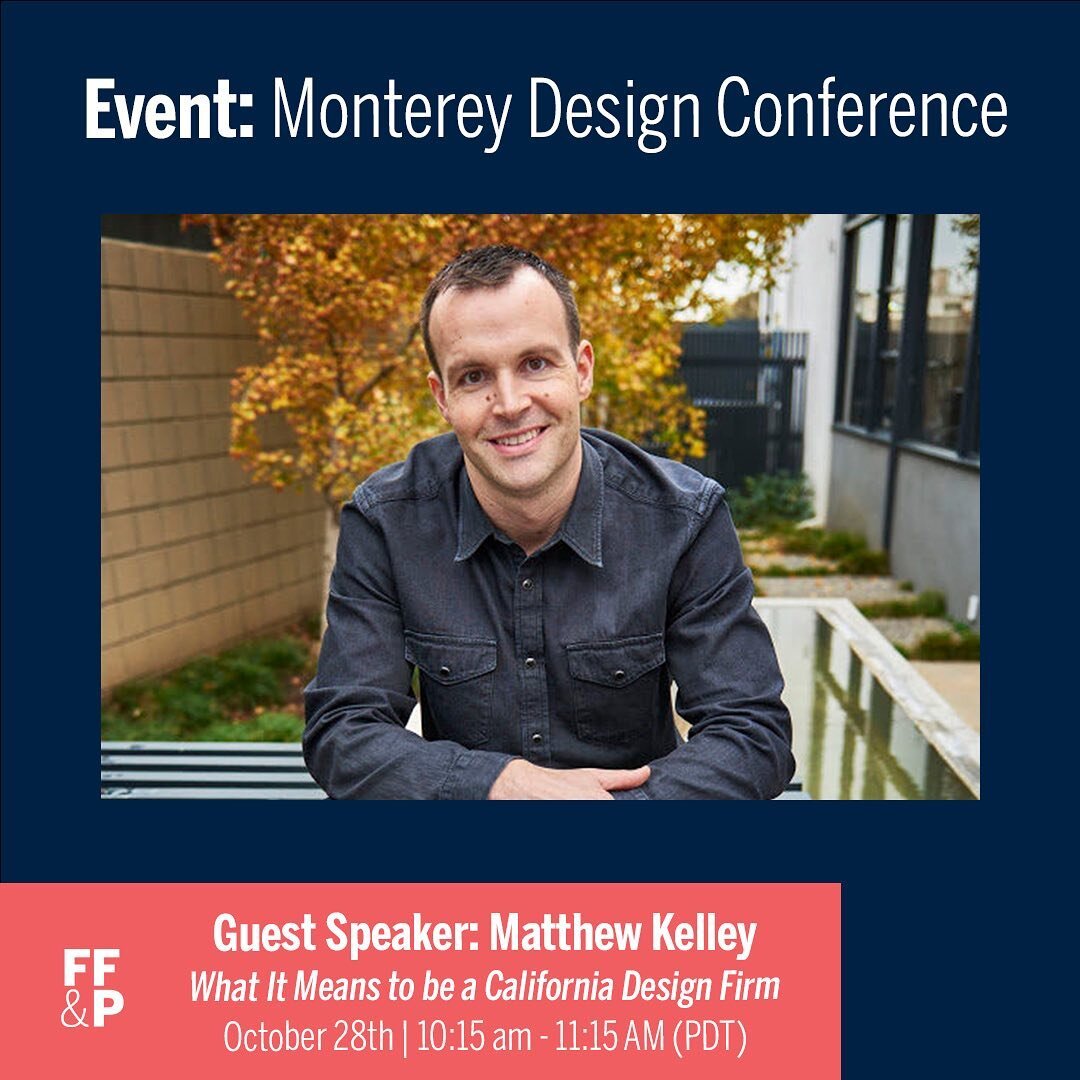 Partners Matthew Kelley, Takashige Ikawa, and Nathan Prevendar are attending the 2022 Monterey Design Conference this October 28-30th!
 
Matthew Kelley and Takashige Ikawa are presenting What It Means to be a California Design Firm Friday October 28t