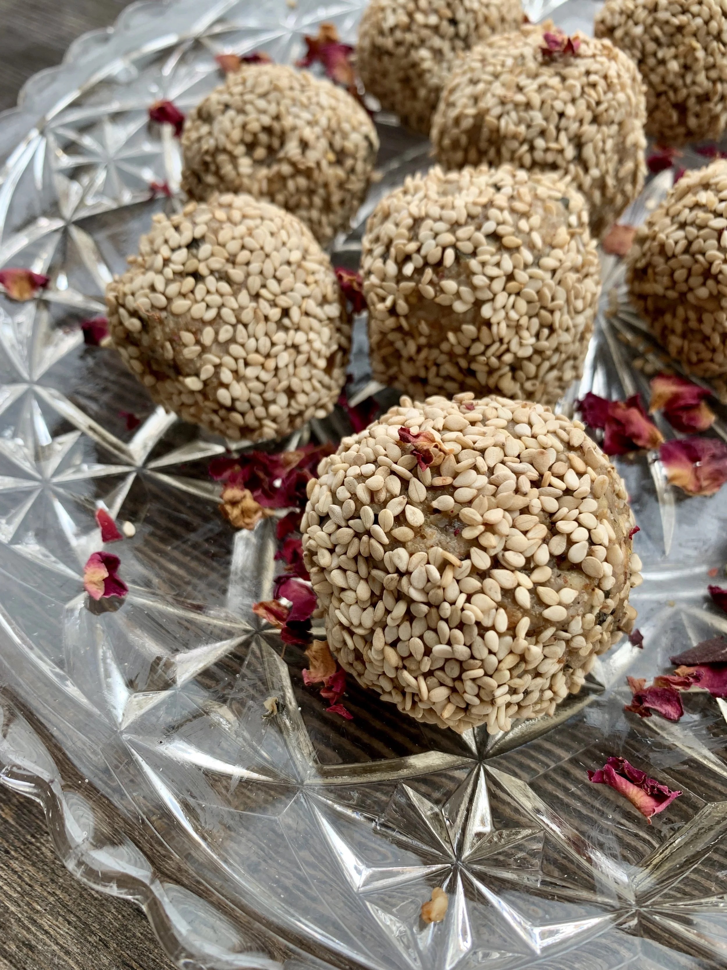 Sesame rose bliss balls