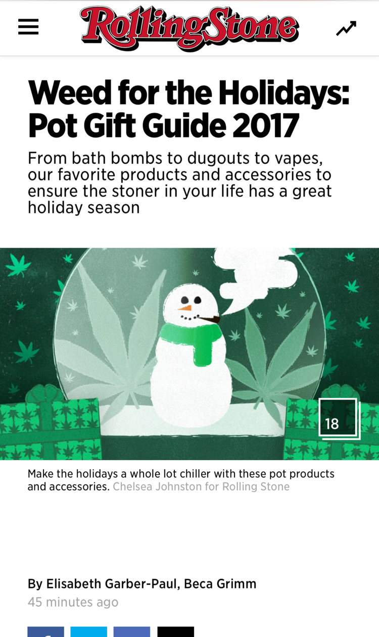 Kush Queen Featured in the 2017 Rolling Stones Holiday Pot Gift Guide