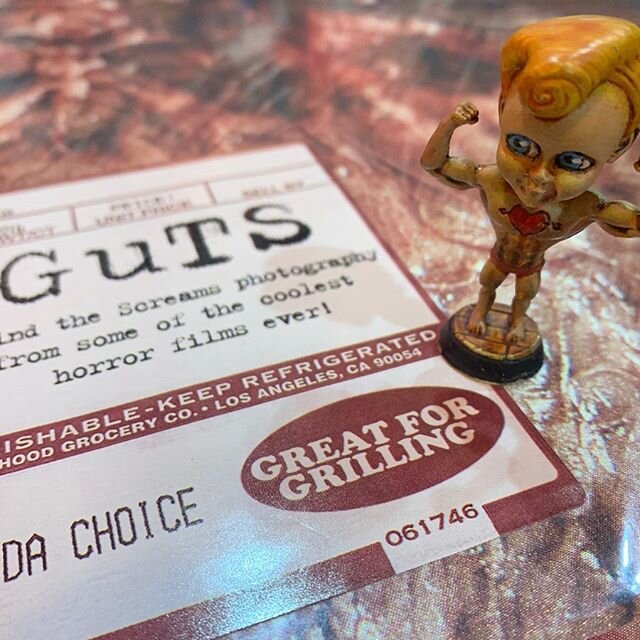 Today&rsquo;s giveaway: GUTS. Published by Baby Tattoo in 2007, this ballsy book of @lionsgate horror film advertising photography by genius shooter and maverick movie marketer @timpalen was issued shrink wrapped in a pad-lined styrofoam meat tray. E